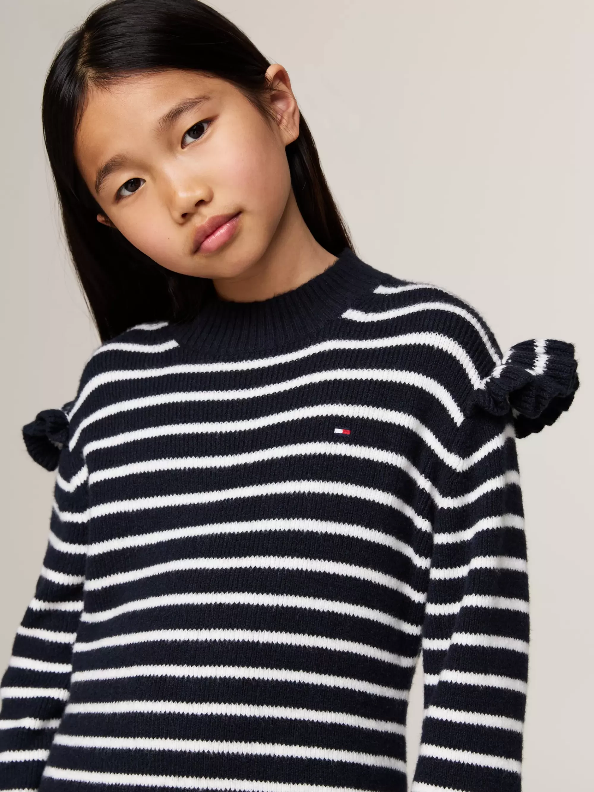 Jurken*Tommy Hilfiger Gebreide Skate Jurk Met Bretonse Streep DESERT SKY STRIPE