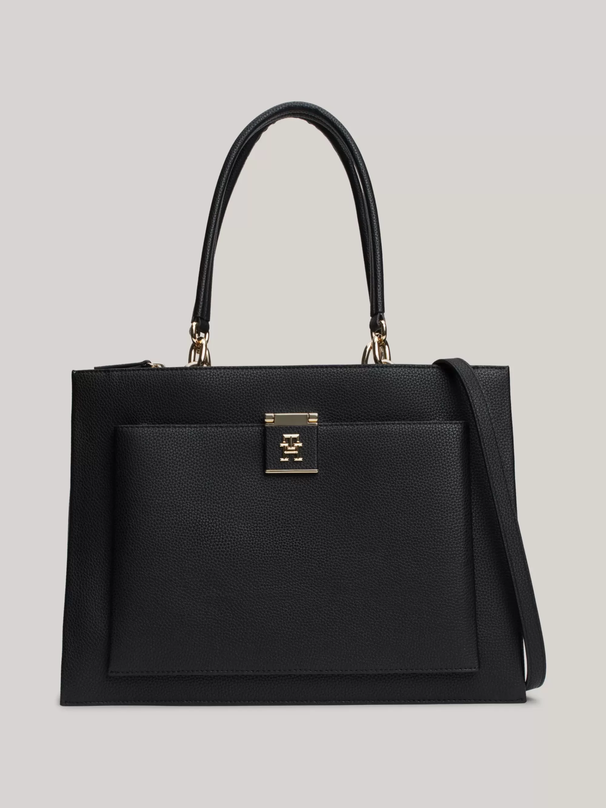 Handtassen*Tommy Hilfiger Gegranuleerde Handtas Met TH-monogram BLACK