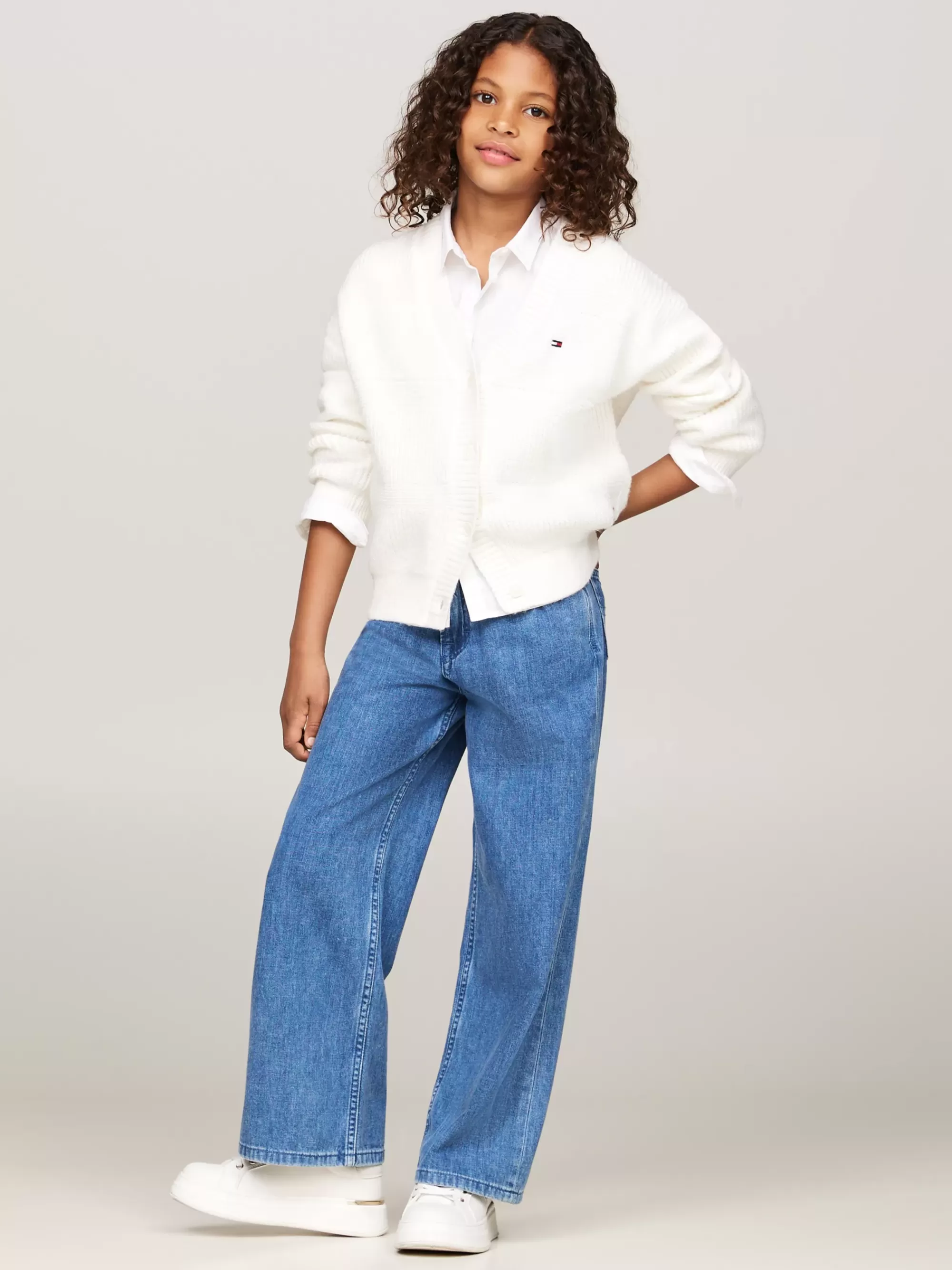 Truien & Vesten*Tommy Hilfiger Gemengd Gebreid Vest In Relaxed Fit ANCIENT WHITE