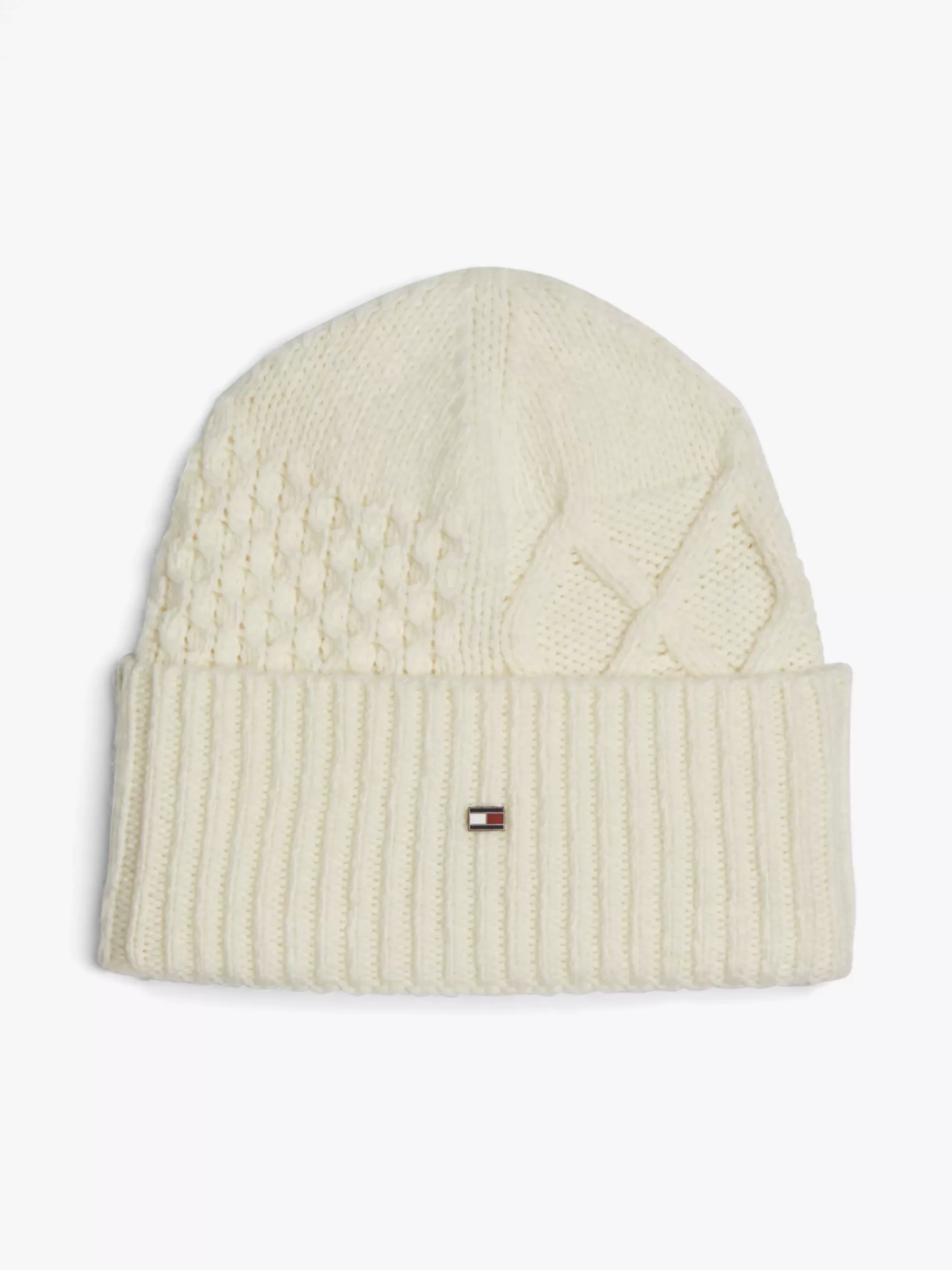 Mutsen | Mutsen, Handschoenen & Sjaals*Tommy Hilfiger Gemengd Gebreide Beanie Met Wol En Vlag IVORY