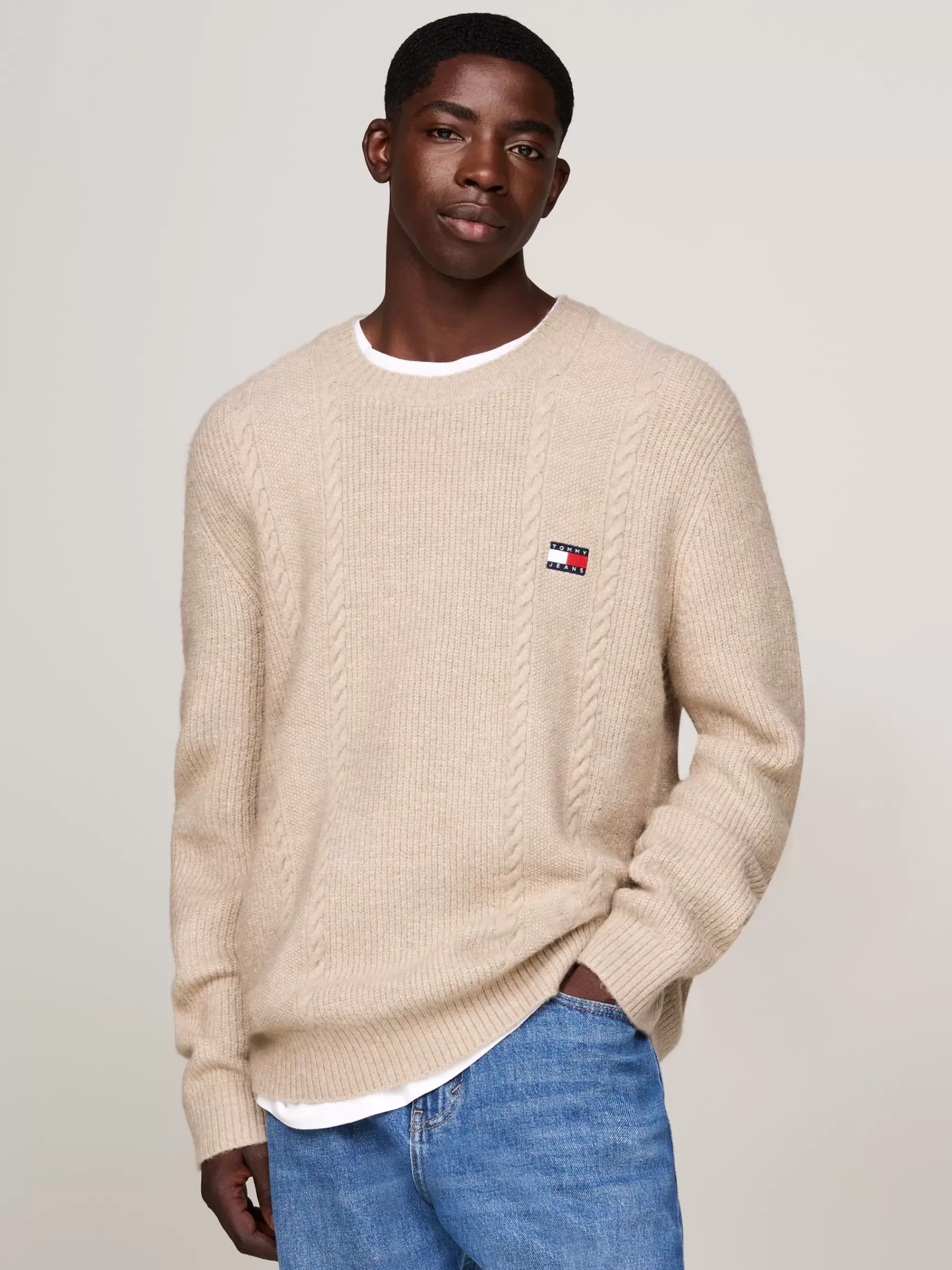 Truien Met Ronde Hals | Truien*Tommy Hilfiger Gemengd Gebreide Slim Fit Trui Met Ronde Hals GENTLE GOLD