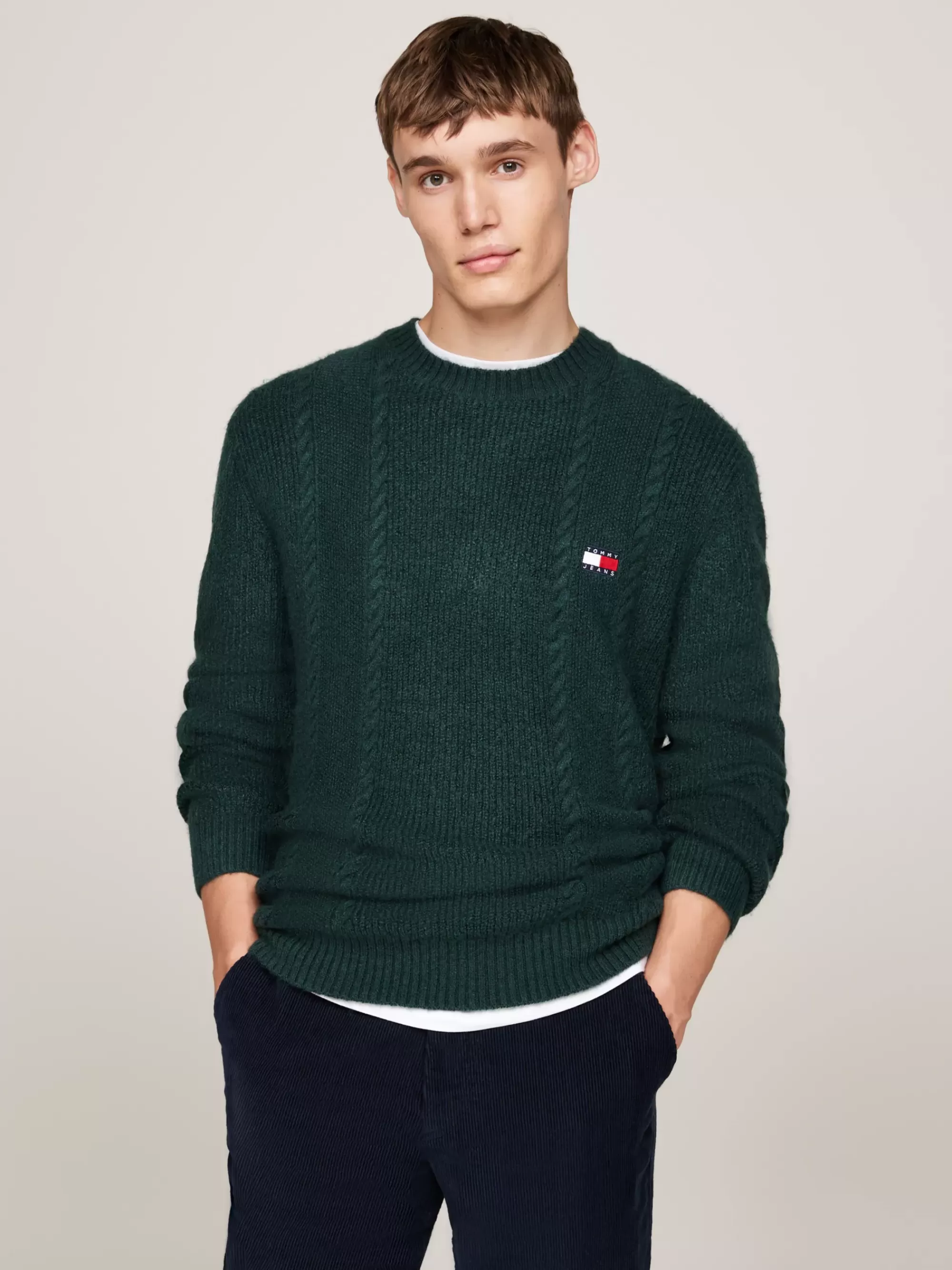 Truien Met Ronde Hals | Truien*Tommy Hilfiger Gemengd Gebreide Slim Fit Trui Met Ronde Hals DEEP SEAWATER