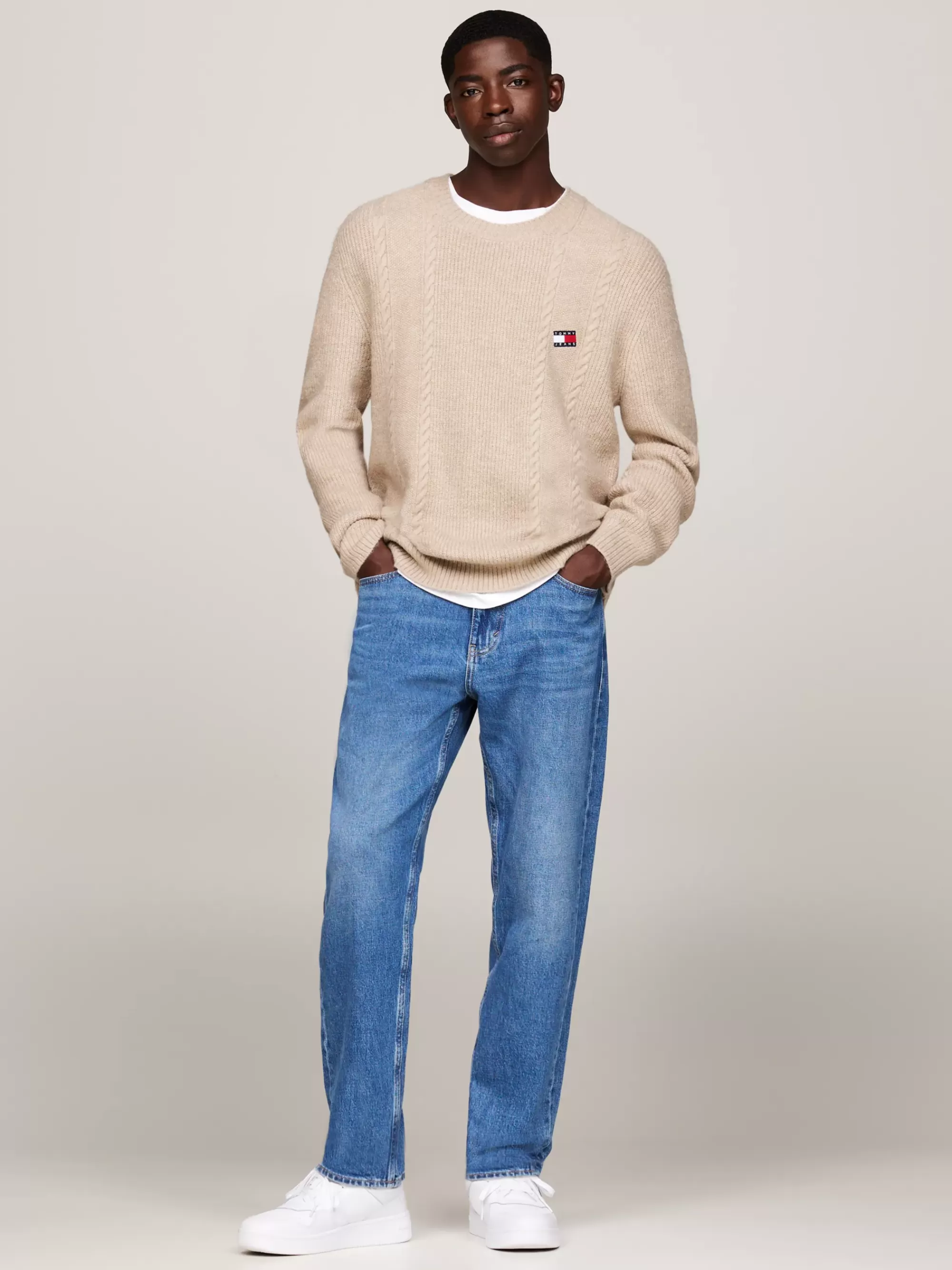 Truien Met Ronde Hals | Truien*Tommy Hilfiger Gemengd Gebreide Slim Fit Trui Met Ronde Hals GENTLE GOLD