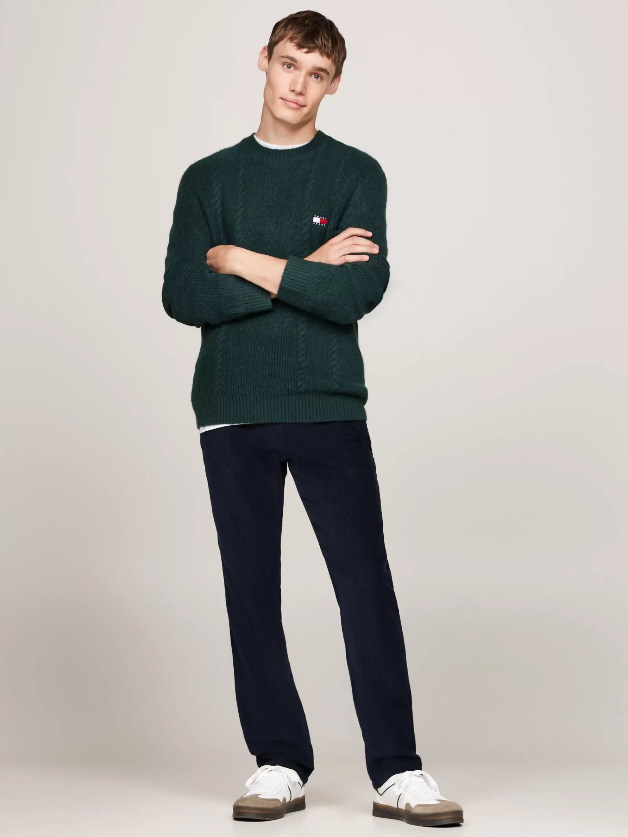 Truien Met Ronde Hals | Truien*Tommy Hilfiger Gemengd Gebreide Slim Fit Trui Met Ronde Hals DEEP SEAWATER