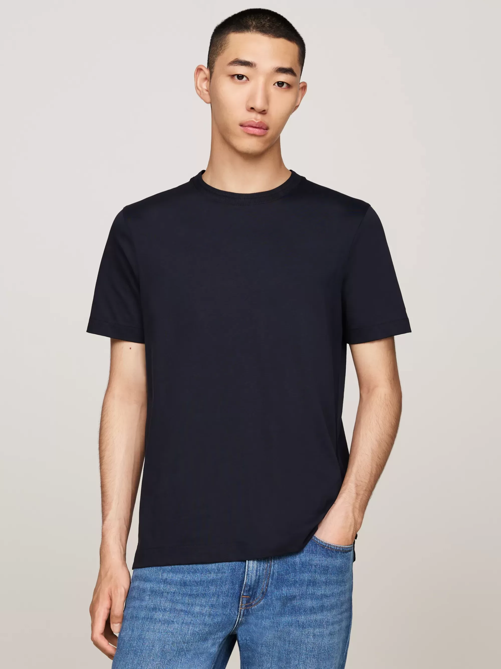 T-Shirts*Tommy Hilfiger Gemerceriseerd T-shirt Met Geborduurde Vlag DESERT SKY