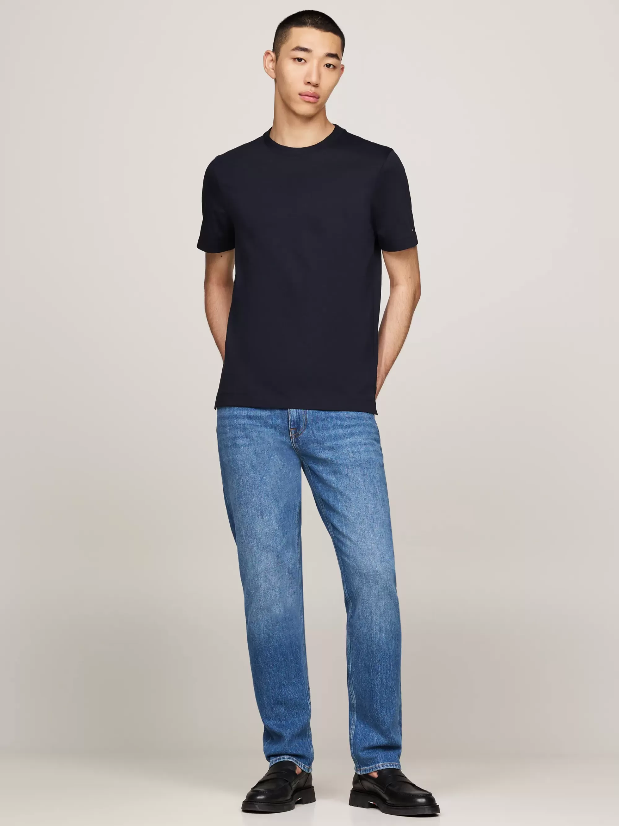 T-Shirts*Tommy Hilfiger Gemerceriseerd T-shirt Met Geborduurde Vlag DESERT SKY