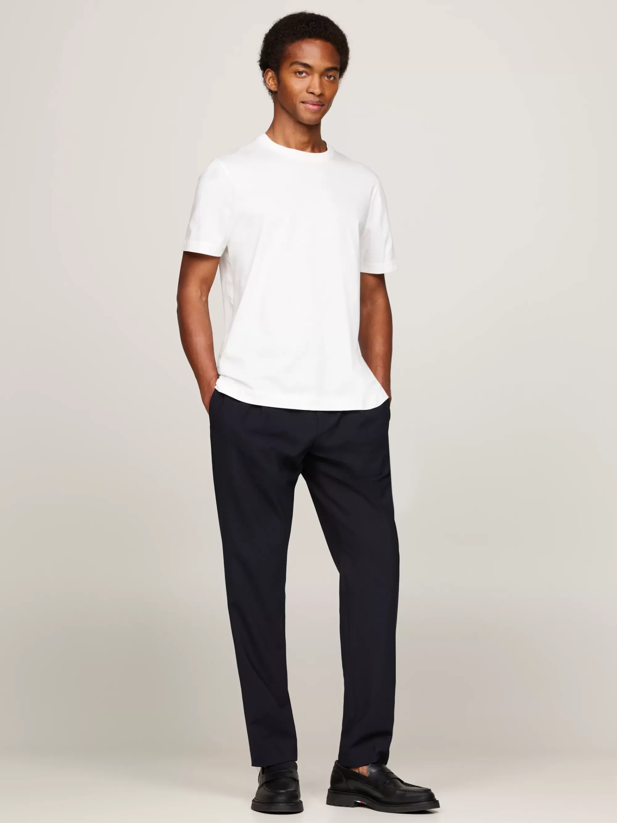 T-Shirts*Tommy Hilfiger Gemerceriseerd T-shirt Met Geborduurde Vlag ECRU