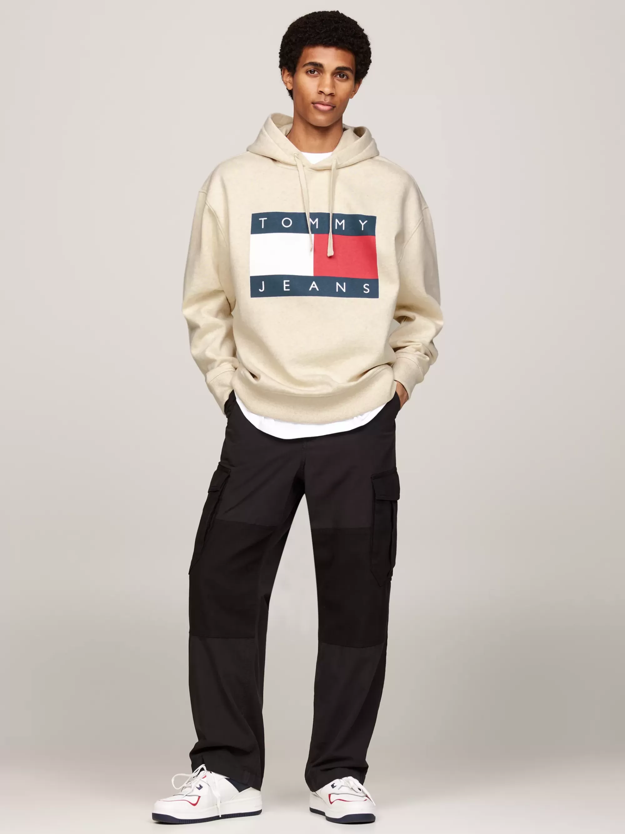 Sweatshirts & Hoodies*Tommy Hilfiger Gemêleerde Relaxed Hoodie Met Vlag ANCIENT WHITE MELANGE