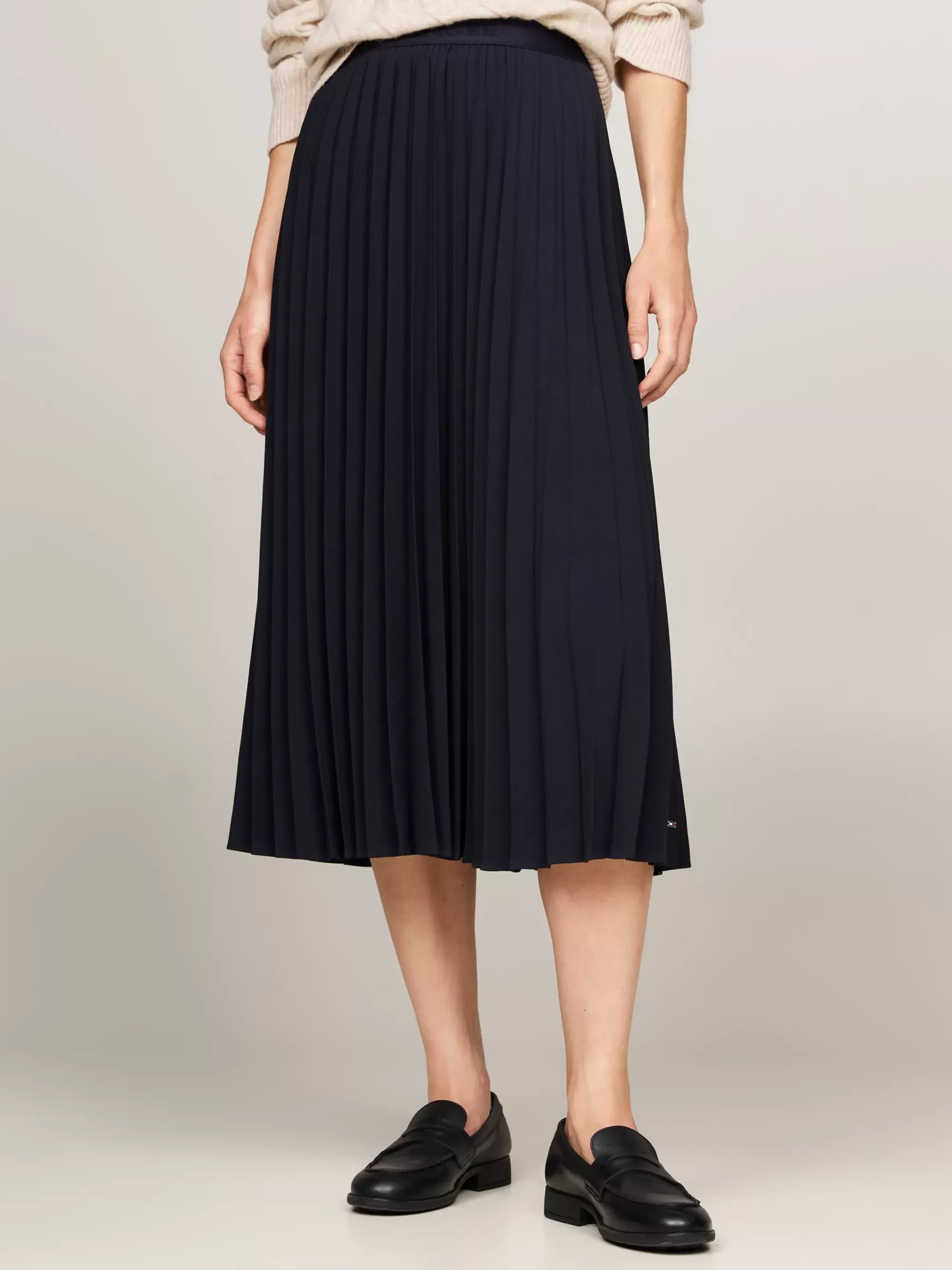 Rokken*Tommy Hilfiger Geplooide Midirok Met Logotailleband DESERT SKY