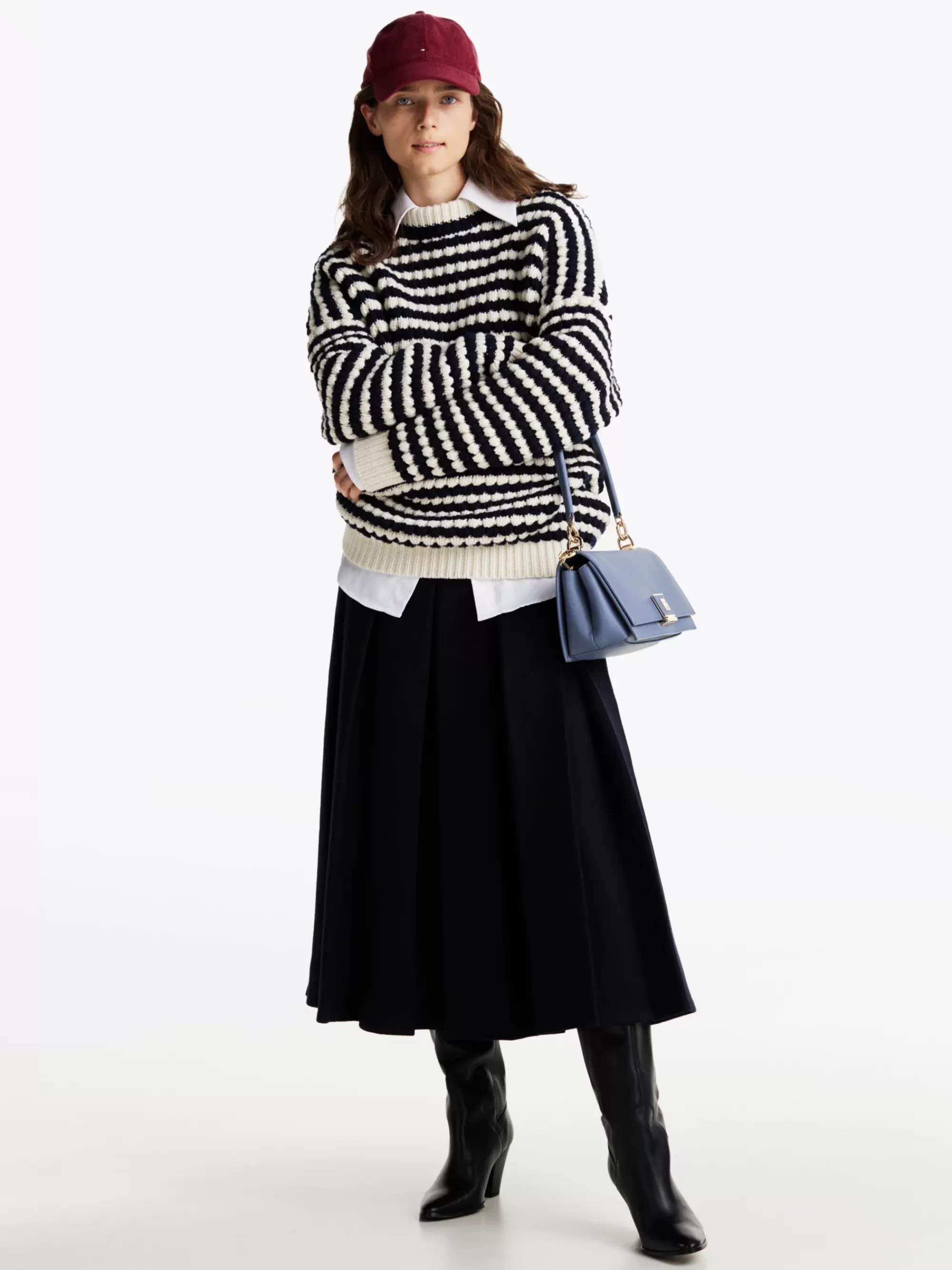 Rokken*Tommy Hilfiger Geplooide Midirok Van Wolmix DESERT SKY