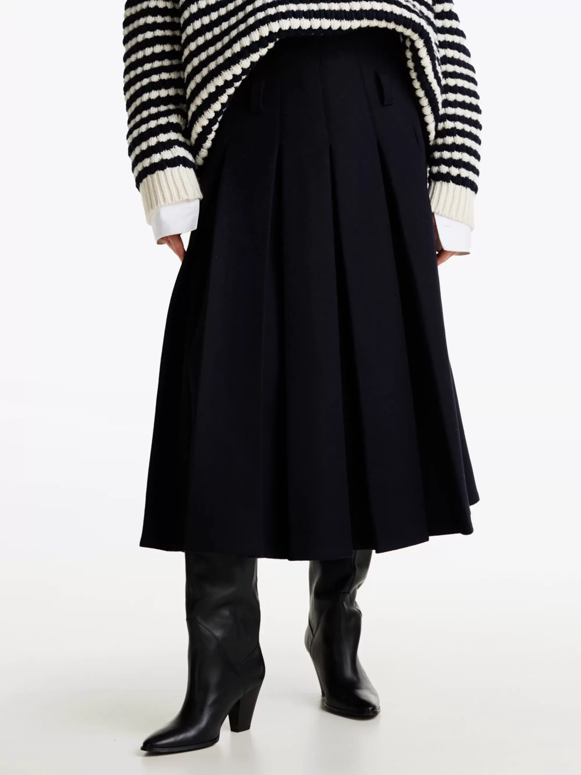 Rokken*Tommy Hilfiger Geplooide Midirok Van Wolmix DESERT SKY