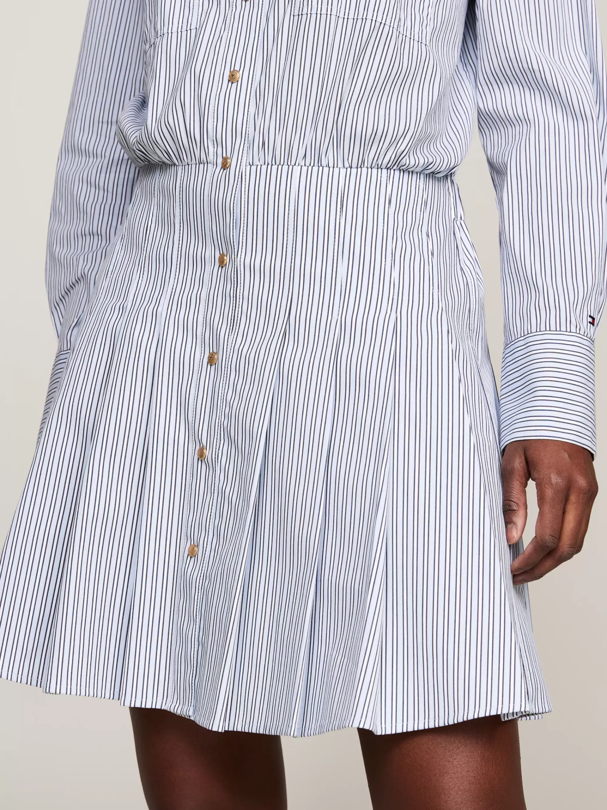 Jurken*Tommy Hilfiger Geplooide Mini-overhemdjurk IVY STP/ VESSEL BLUE