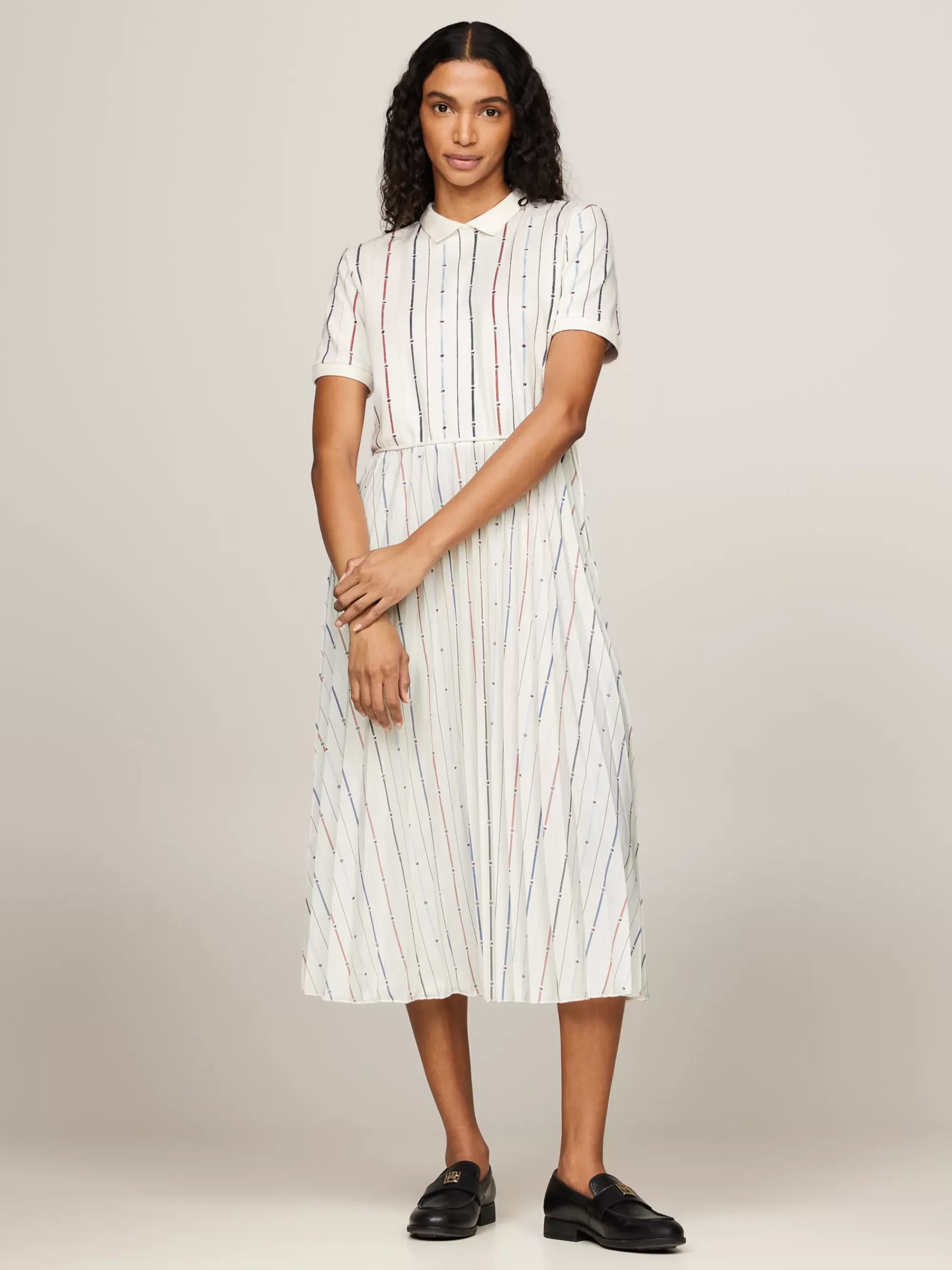 Jurken*Tommy Hilfiger Geplooide Mini-polojurk Met Foulardprint FOULARD FLAG STP/ MULTI