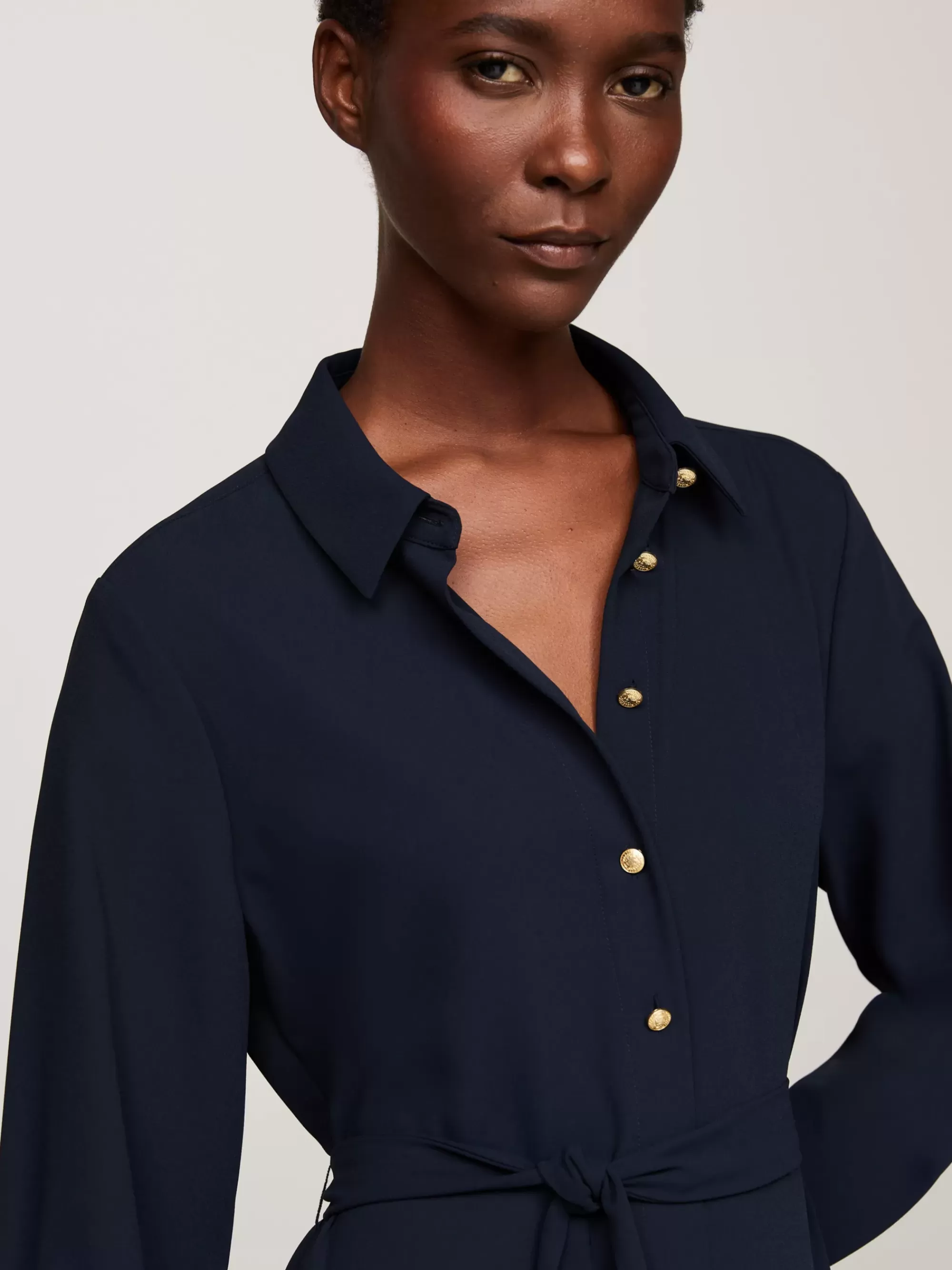 Jurken*Tommy Hilfiger Geplooide Relaxed Fit Midi-overhemdjurk DESERT SKY