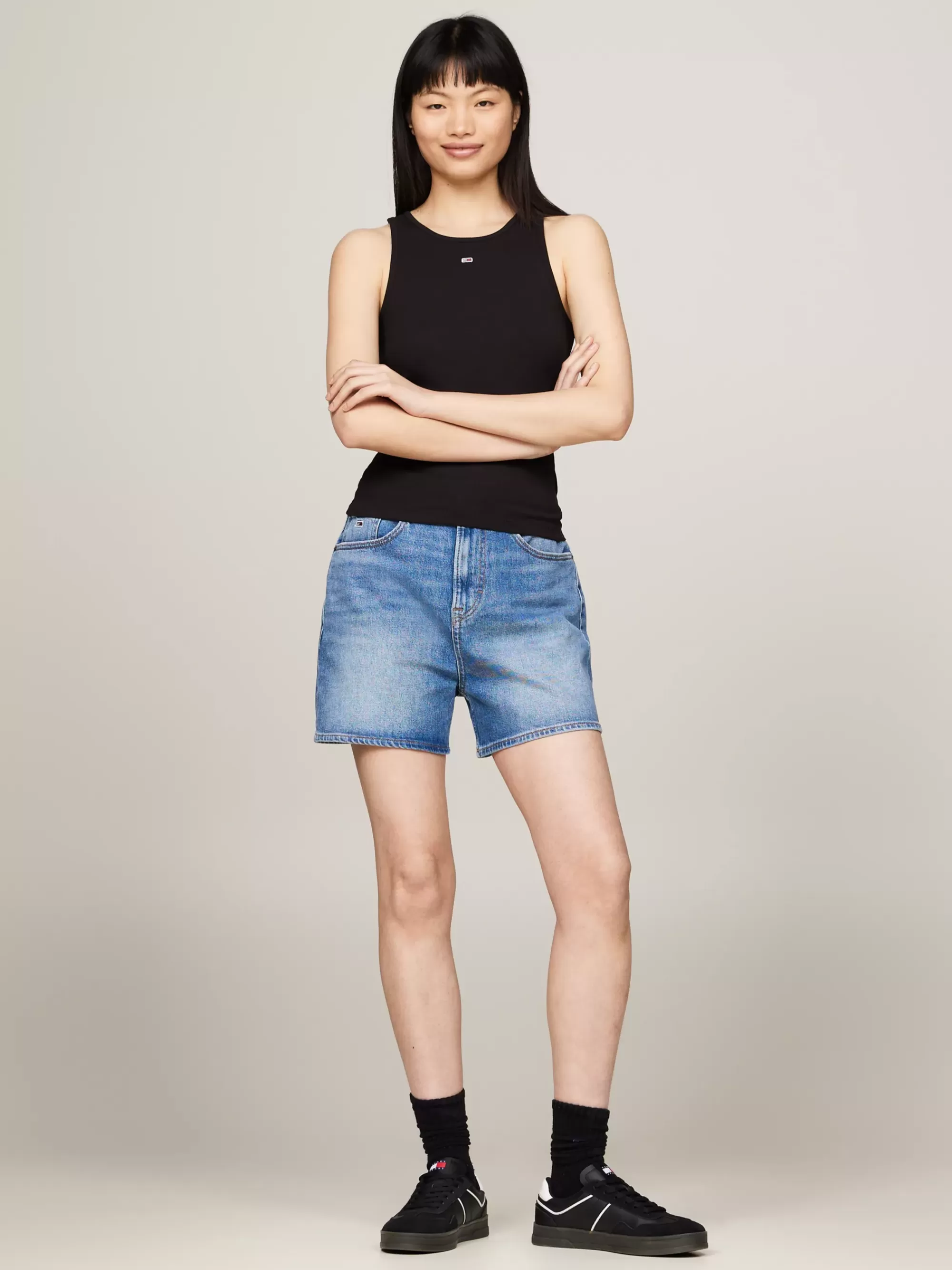 T-Shirts*Tommy Hilfiger Geribde Slim Fit Tanktop Met Logo BLACK