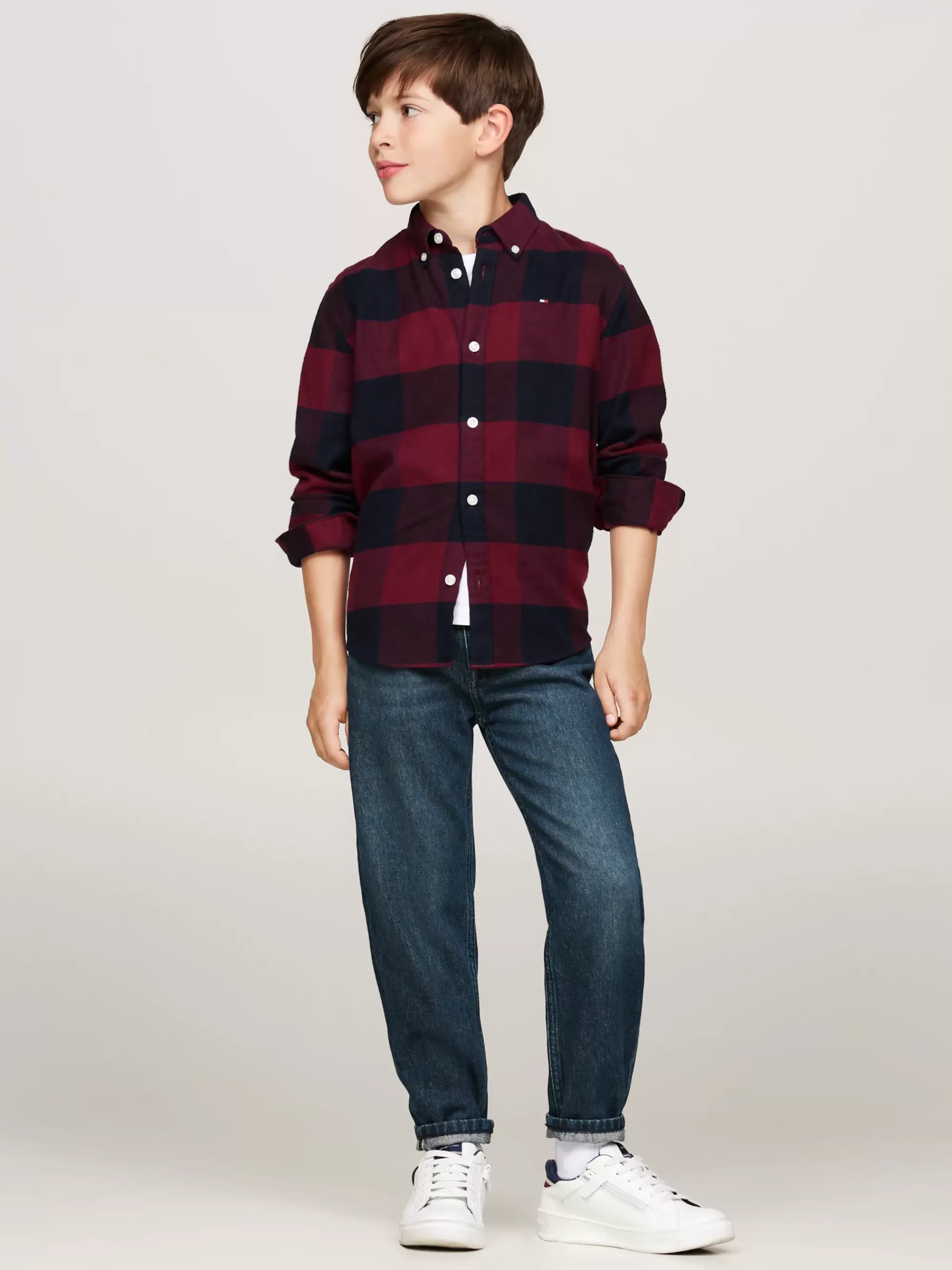 Overhemden*Tommy Hilfiger Geruit Regular Fit Overhemd Van Flanel RED CHECK