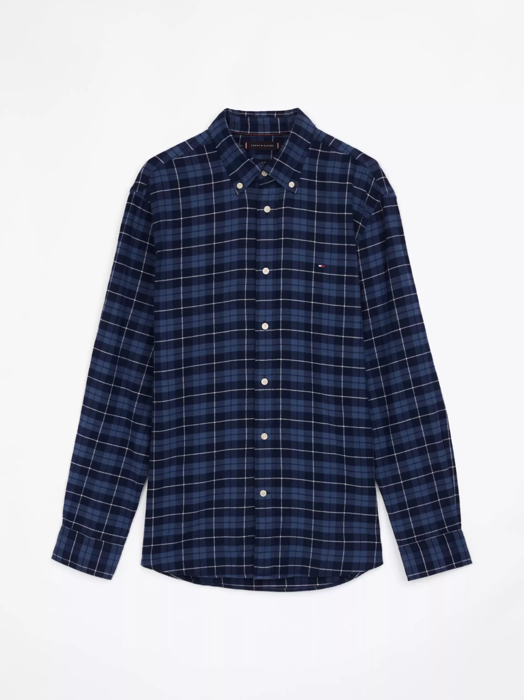Overhemden*Tommy Hilfiger Geruit Regular Overhemd Van Geborsteld Katoen AEGEAN SEA MULTI CHECK