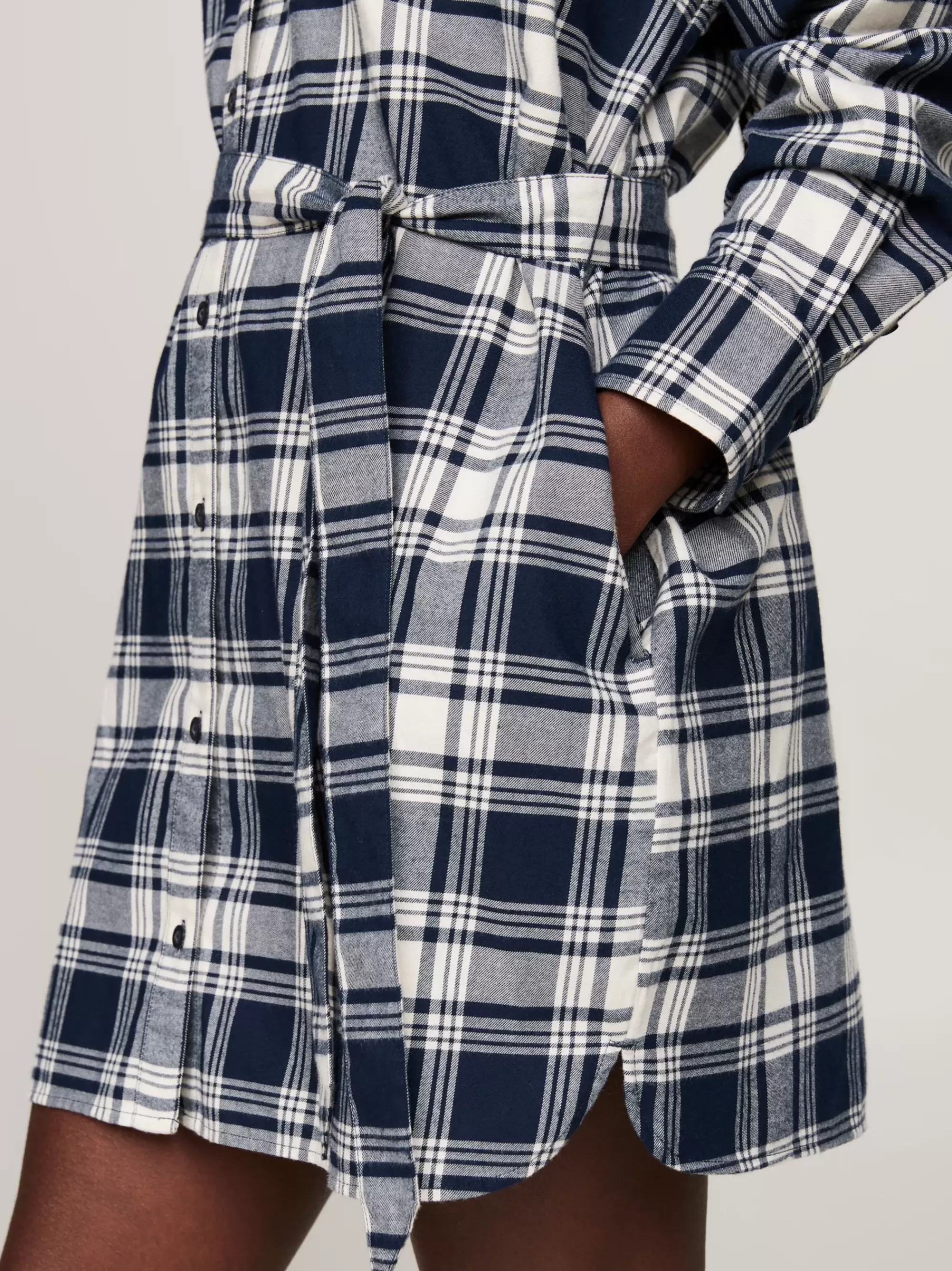 Jurken*Tommy Hilfiger Geruite Relaxed Fit Overhemdjurk Met Ceintuur WINTER CHECK