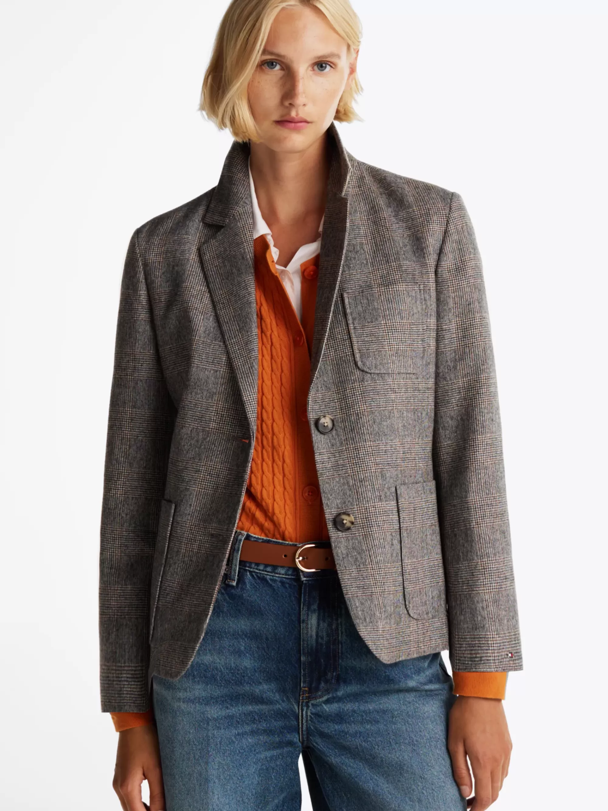 Blazers*Tommy Hilfiger Geruite Relaxed Single-breasted Blazer GREY BROWN CHECK