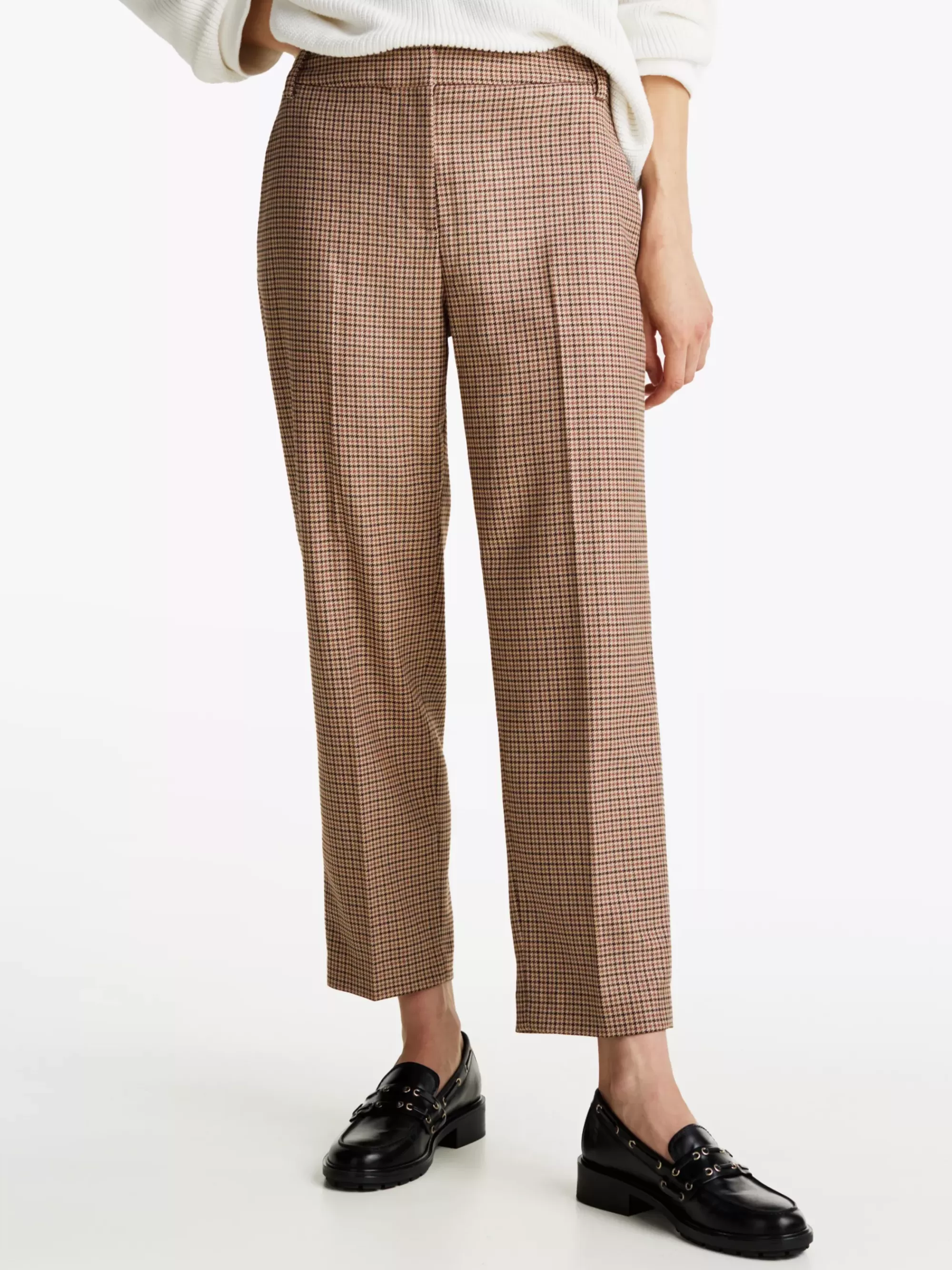 Broeken*Tommy Hilfiger Geruite Slim Fit Straight Leg Broek BROWN HOUNDSTOOTH