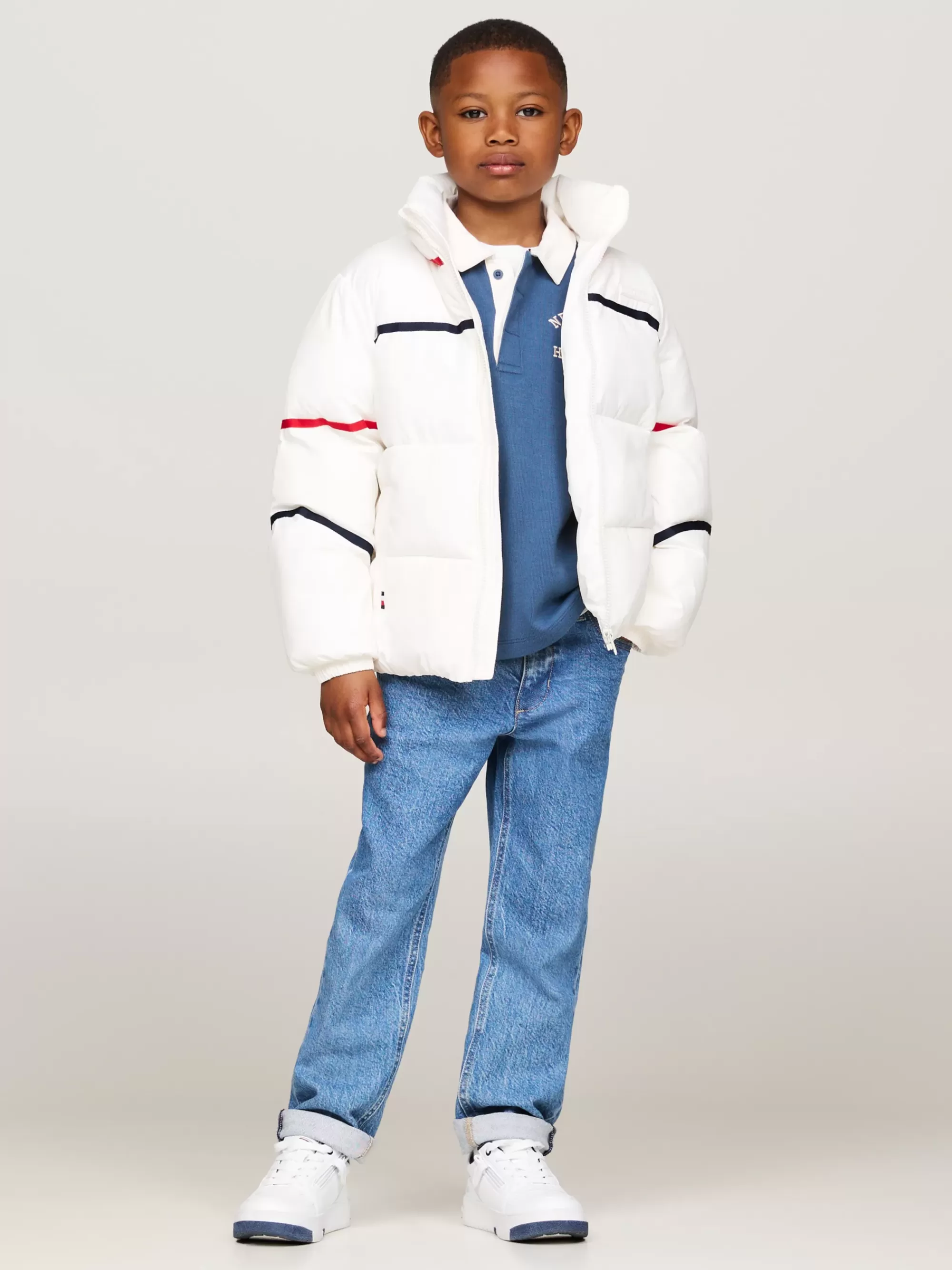 Jassen & Jacks | Jassen*Tommy Hilfiger Gestreept Relaxed Fit Gewatteerd Jack ANCIENT WHITE