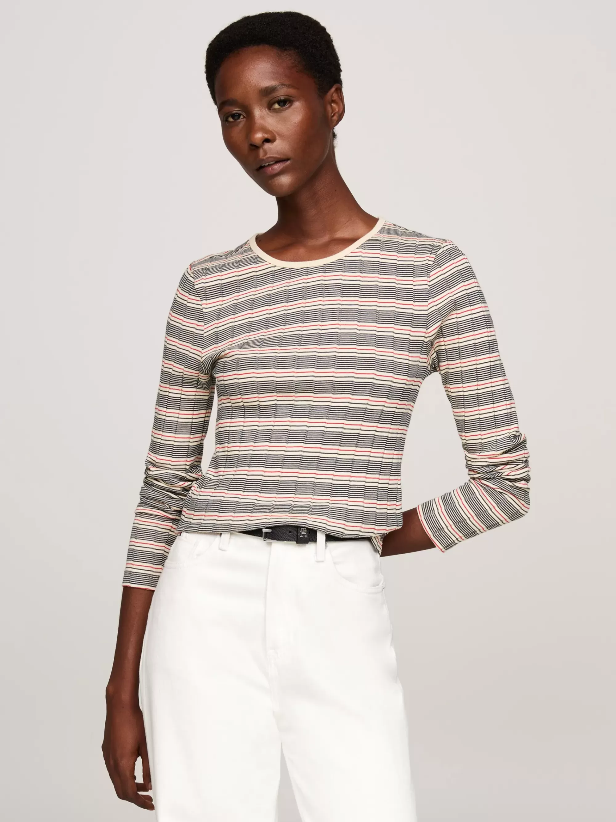 T-Shirts*Tommy Hilfiger Gestreept Slim Fit Longsleeve T-shirt RWB STRIPE