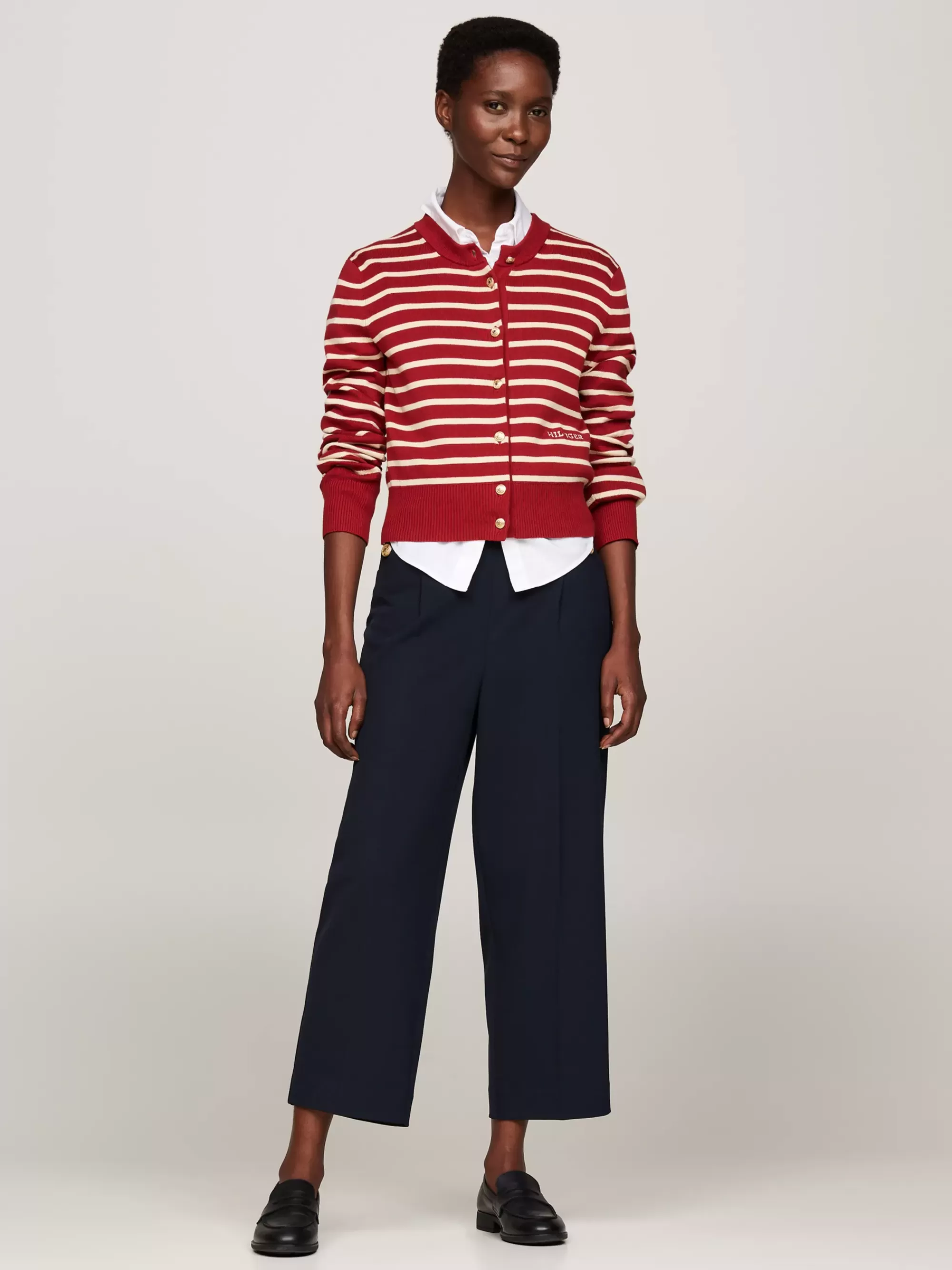 Truien Met Ronde Hals | Vesten*Tommy Hilfiger Gestreept Slim Fit Vest BRETON STP DARK MAGMA/ C IVORY