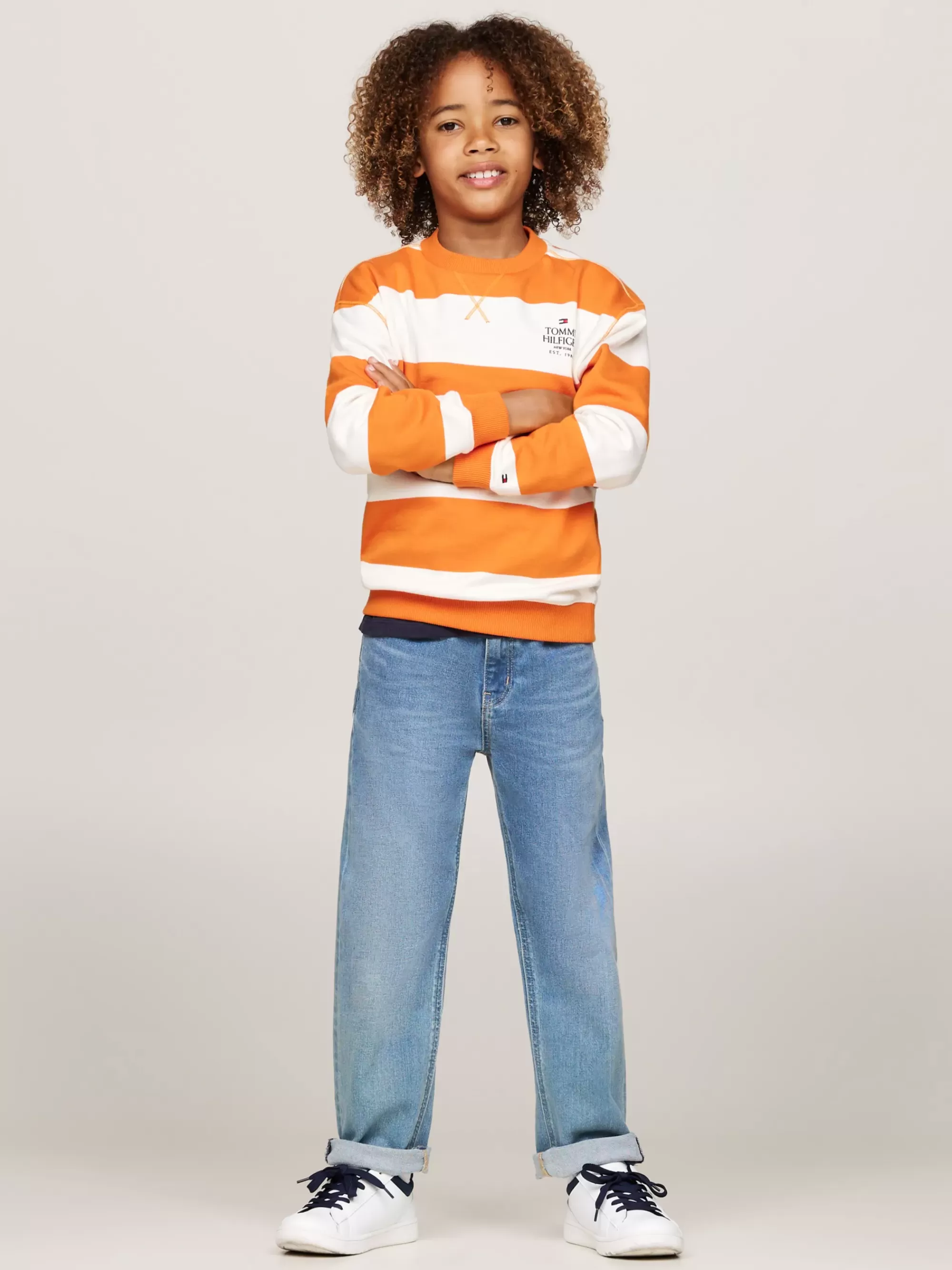 Sweatshirts & Hoodies | Sweatshirts & Hoodies*Tommy Hilfiger Gestreept Sweatshirt Met Ronde Hals ORANGE THUNDER / WHITE
