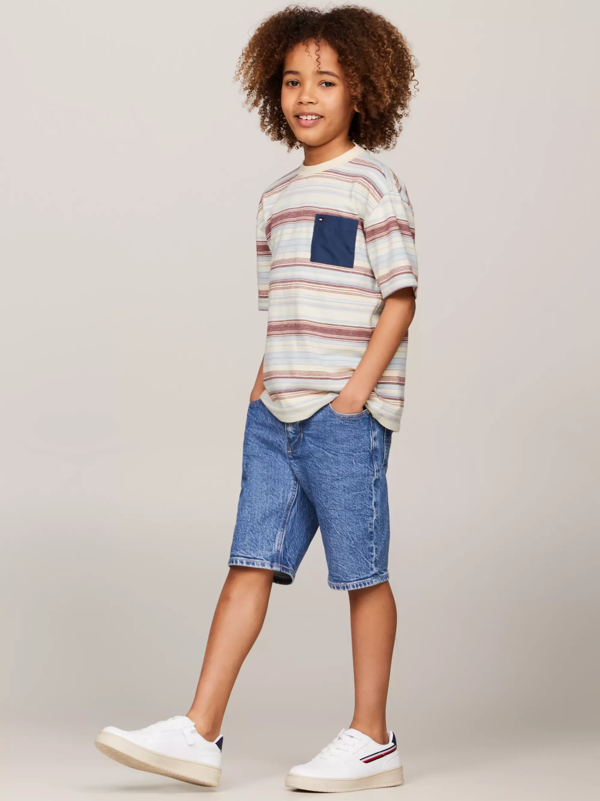 T-Shirts & Polo's*Tommy Hilfiger Gestreept T-shirt Met Contrasterende Zak RED / BLUE MIXSTRIPES