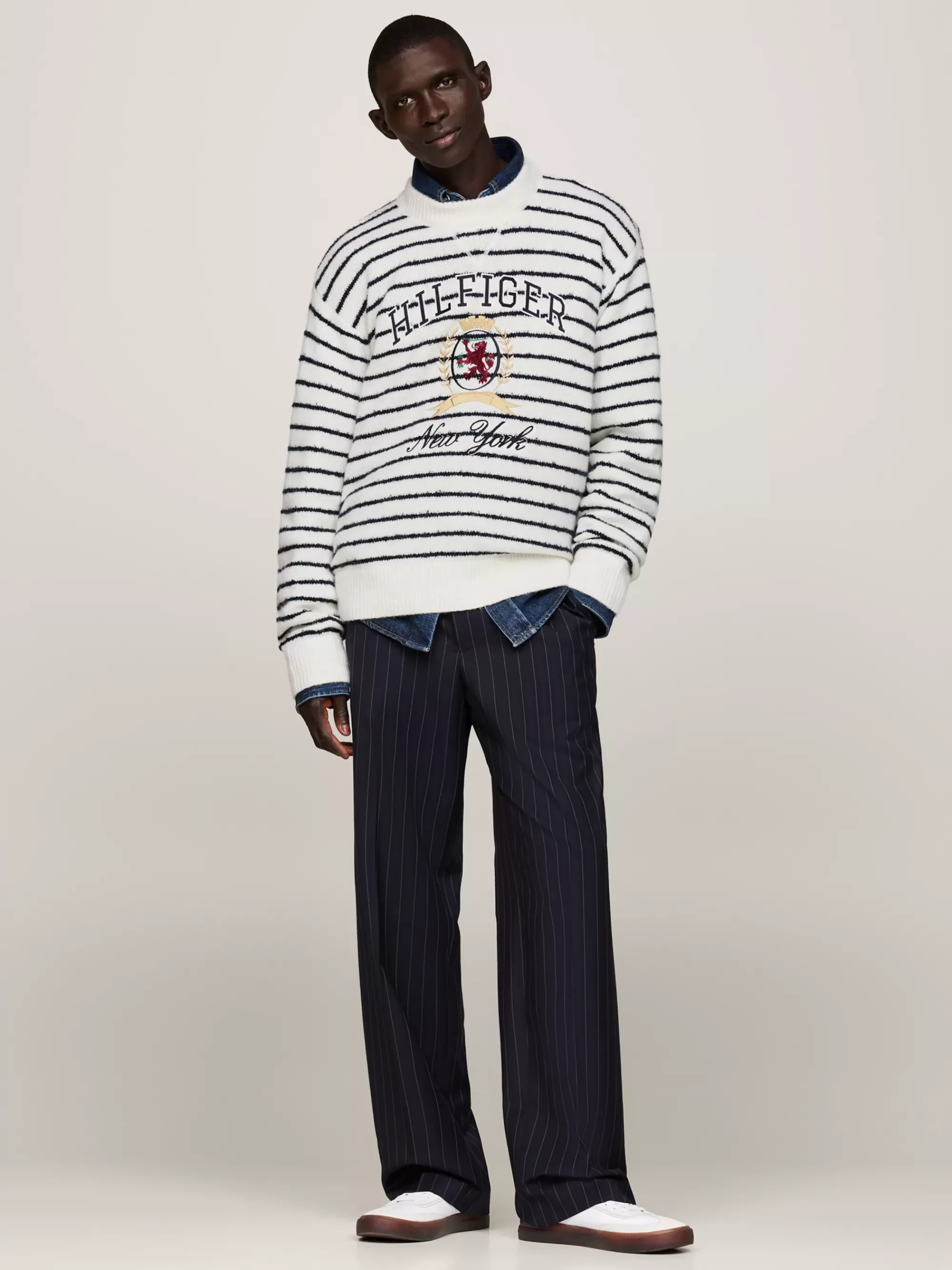 Truien | Truien & Vesten*Tommy Hilfiger Gestreepte Relaxed Fit Trui Met Embleem BLUE STRIPE