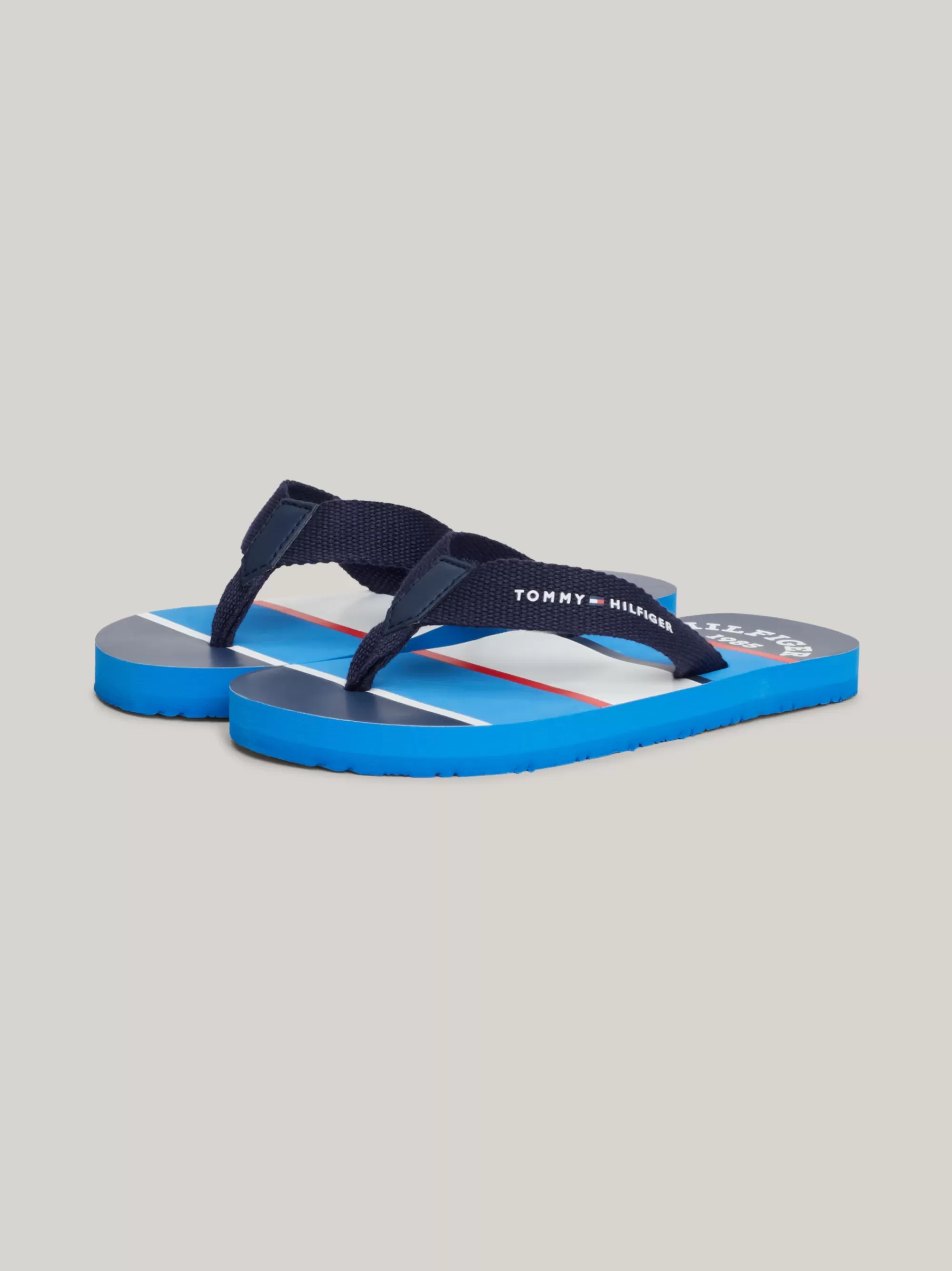 Schoenen & Accessoires*Tommy Hilfiger Gestreepte Teenslipper Met Webbing BLUE