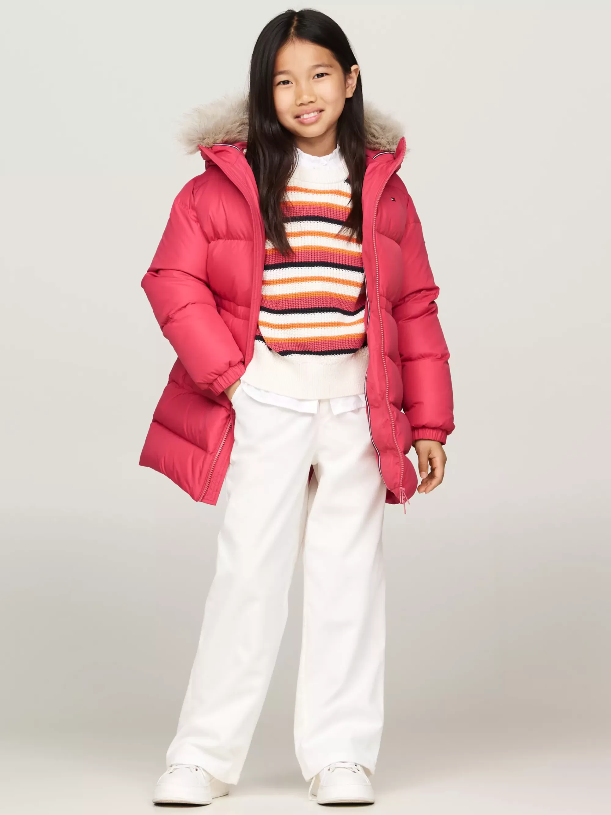 Jassen & Jacks*Tommy Hilfiger Getailleerd Longline Pufferjack Met Dons HERITAGE PINK