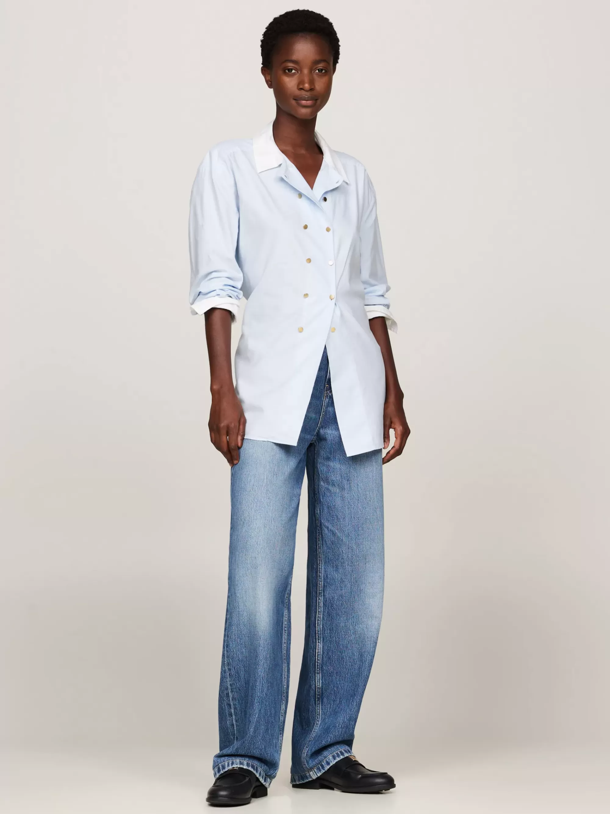 Blouses & Overhemden*Tommy Hilfiger Getailleerd Overhemd Met Dubbele Knoop BREEZY BLUE