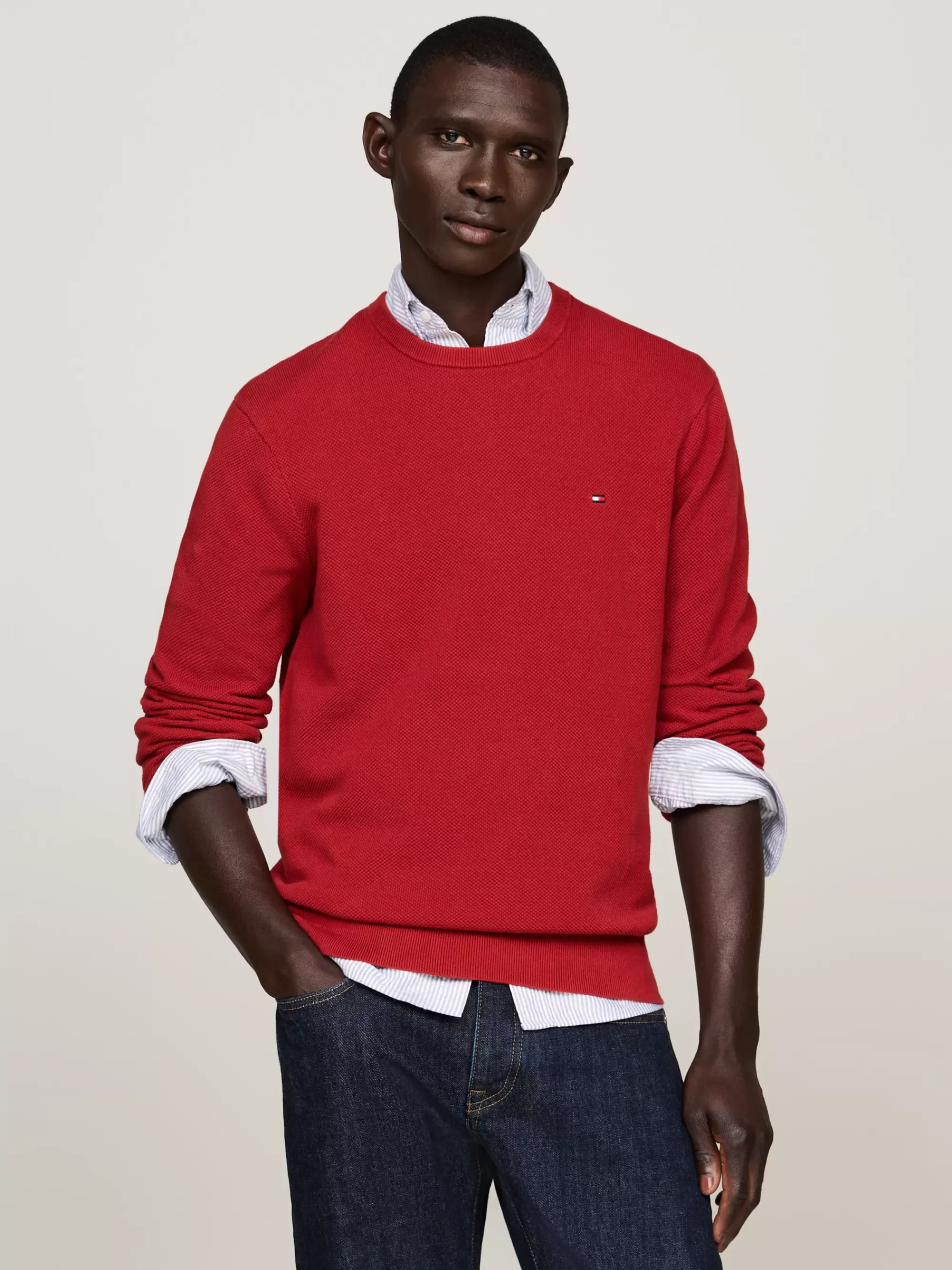 Truien Met Ronde Hals | Truien*Tommy Hilfiger Getextureerd Gebreide Trui Met Ronde Hals DARK MAGMA