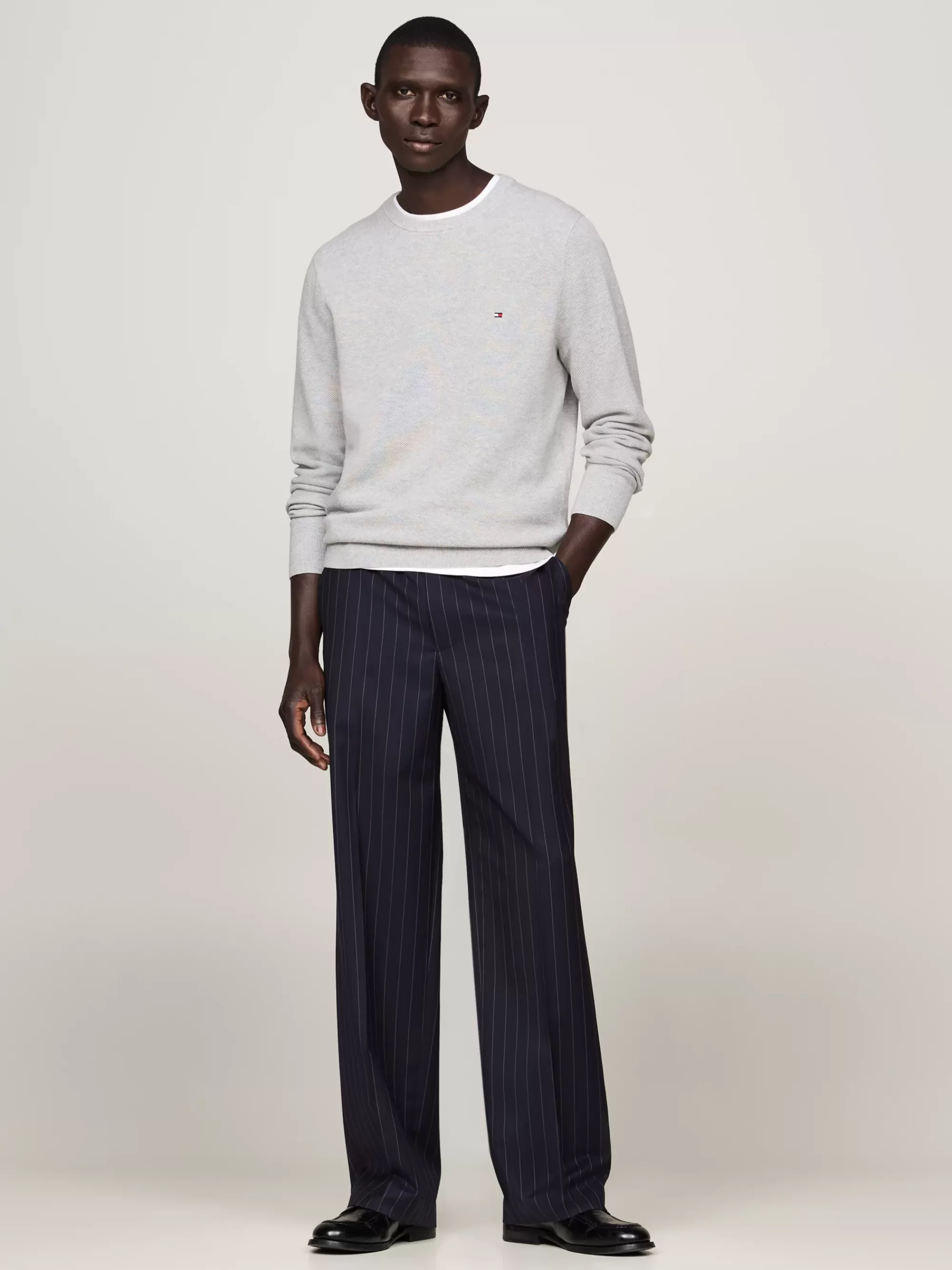 Truien Met Ronde Hals | Truien*Tommy Hilfiger Getextureerd Gebreide Trui Met Ronde Hals LIGHT GREY HEATHER