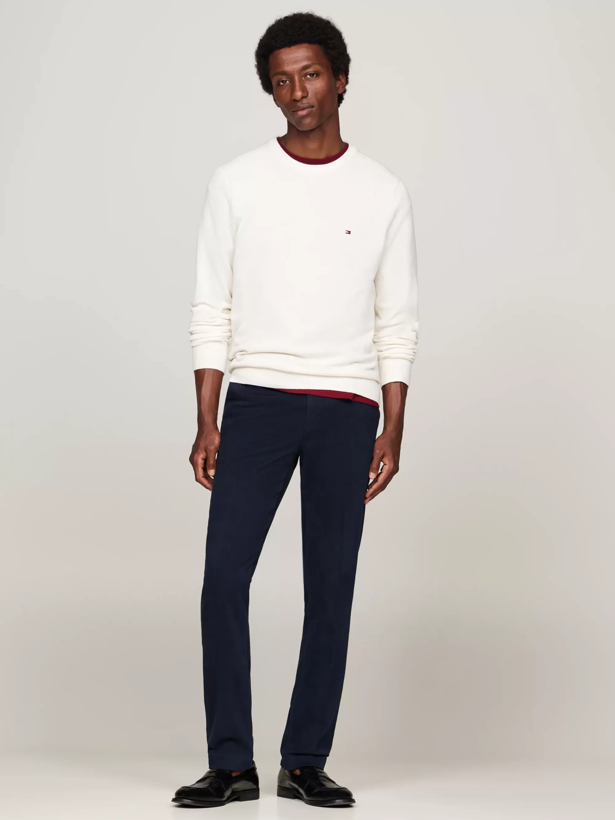Truien Met Ronde Hals | Truien*Tommy Hilfiger Getextureerd Gebreide Trui Met Ronde Hals IVORY