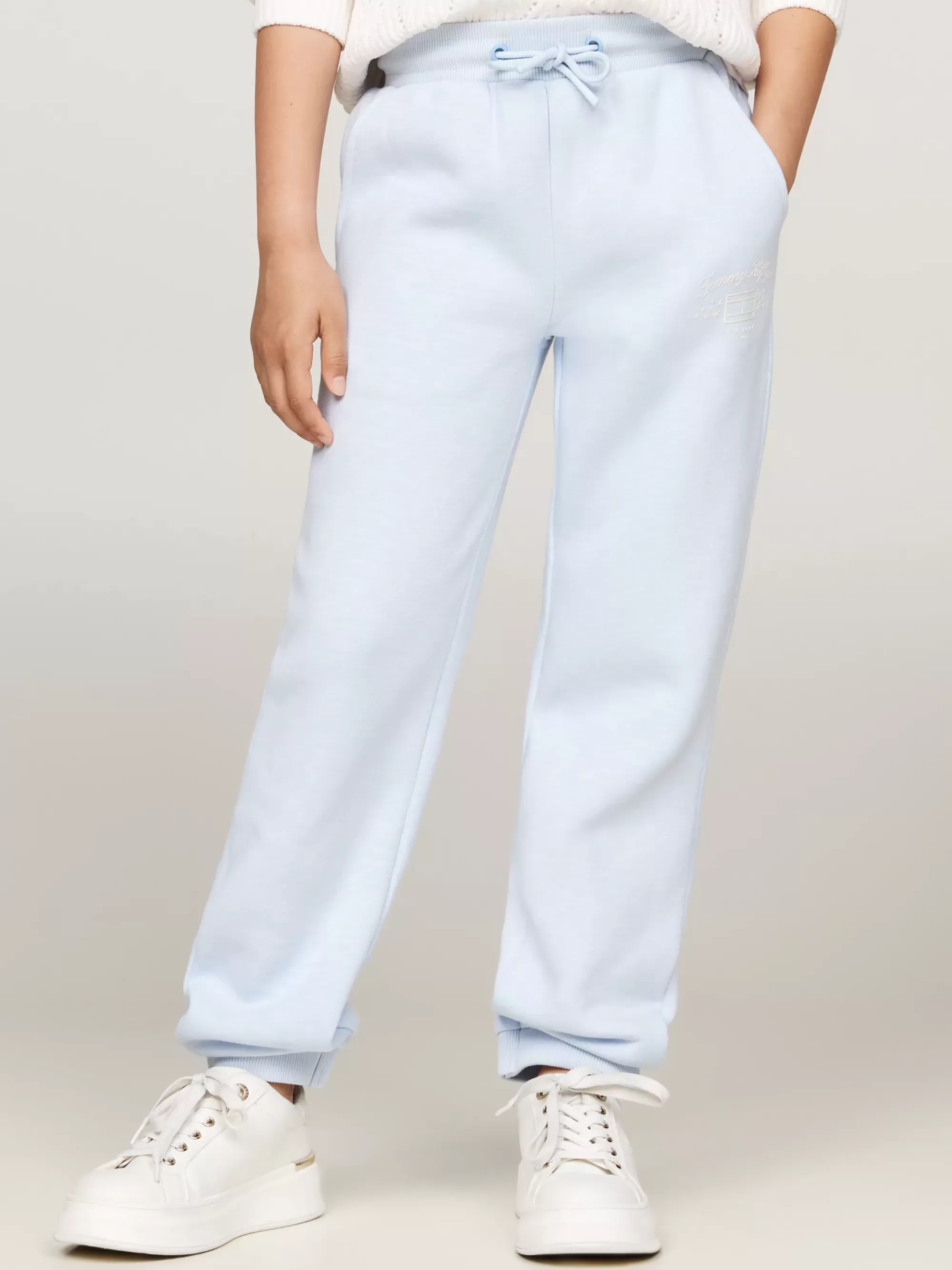 Broeken & Rokken*Tommy Hilfiger Getextureerde Jogger Met Logoprint BREEZY BLUE