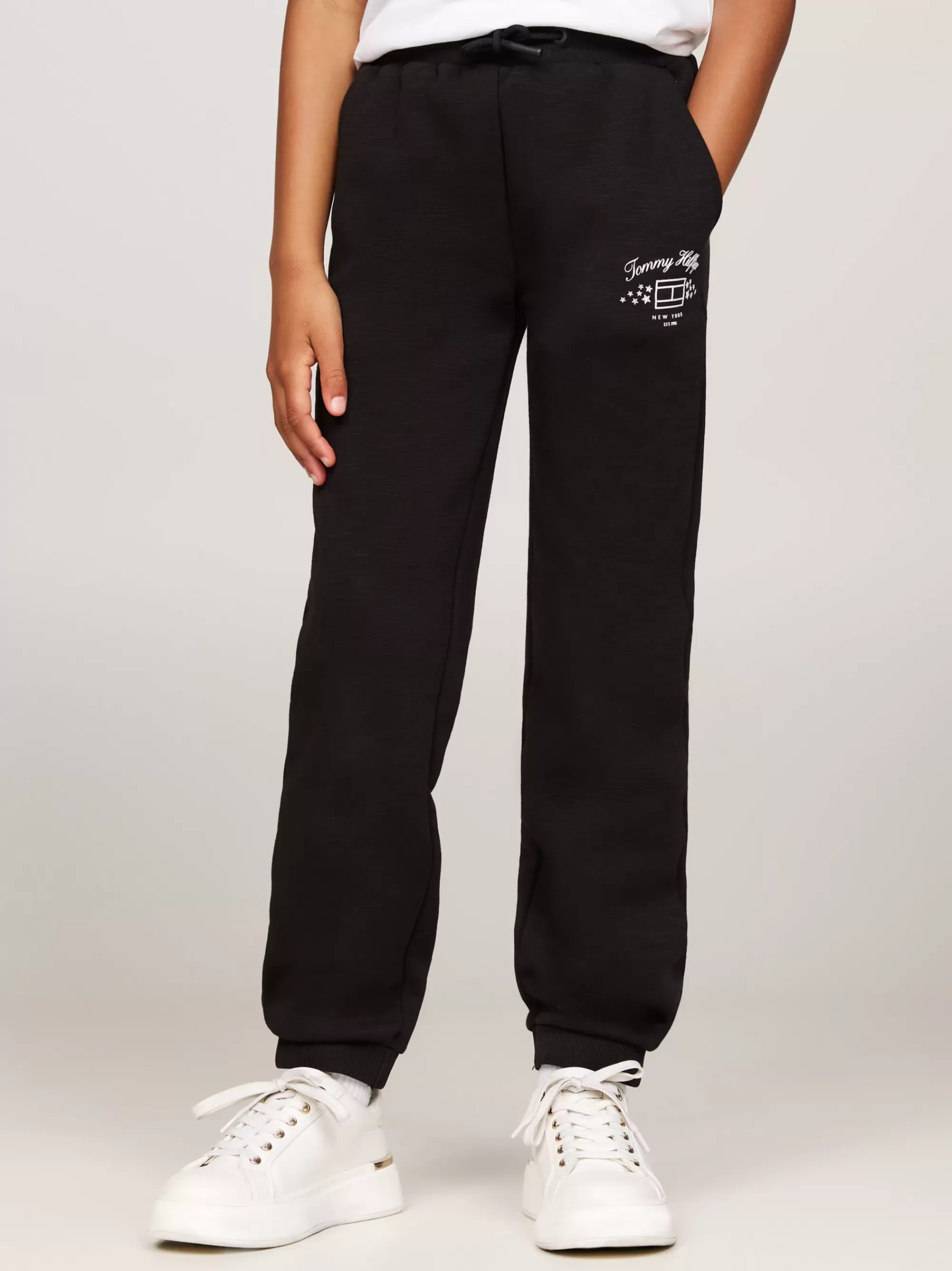 Broeken & Rokken*Tommy Hilfiger Getextureerde Jogger Met Logoprint BLACK