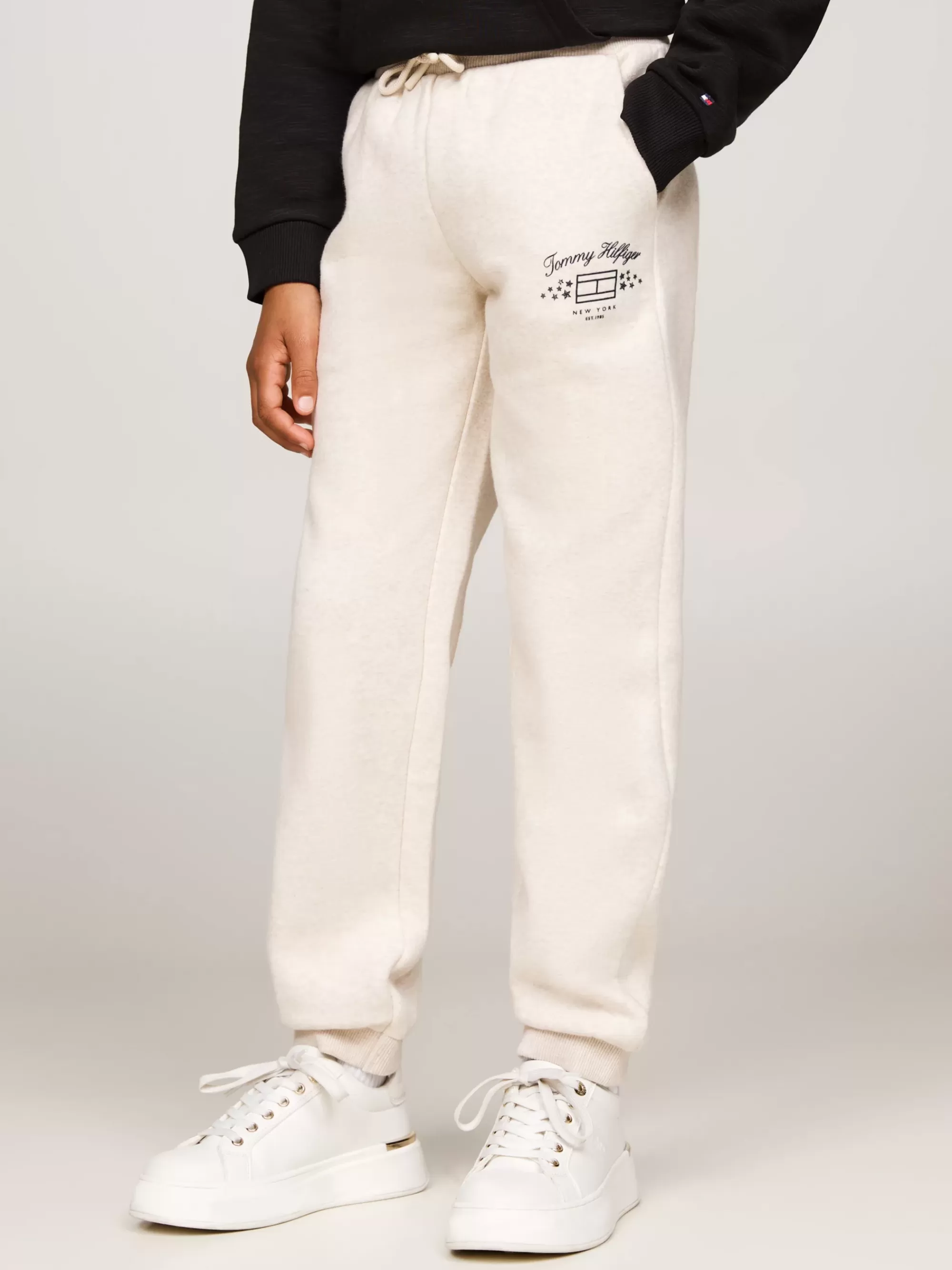 Broeken & Rokken*Tommy Hilfiger Getextureerde Jogger Met Logoprint HEATHERED OAT