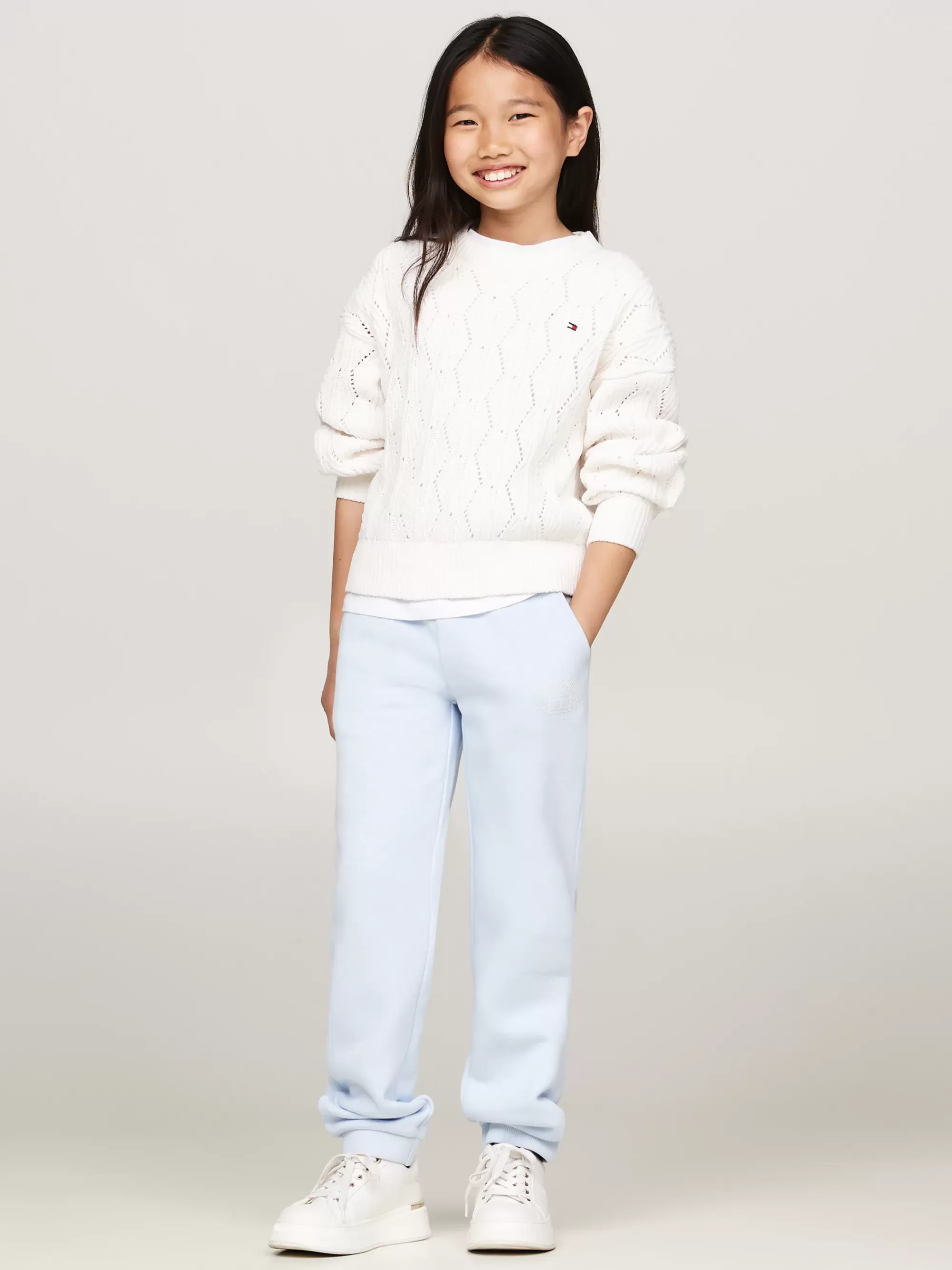 Broeken & Rokken*Tommy Hilfiger Getextureerde Jogger Met Logoprint BREEZY BLUE