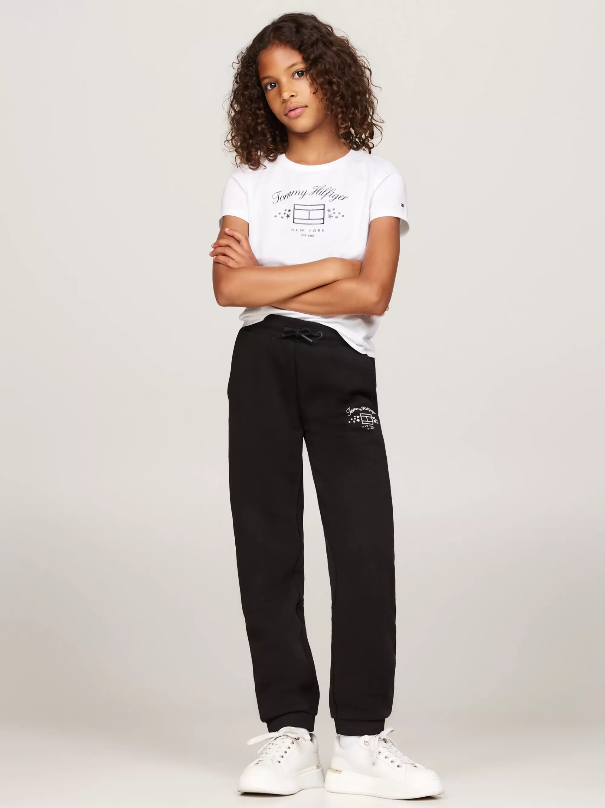 Broeken & Rokken*Tommy Hilfiger Getextureerde Jogger Met Logoprint BLACK