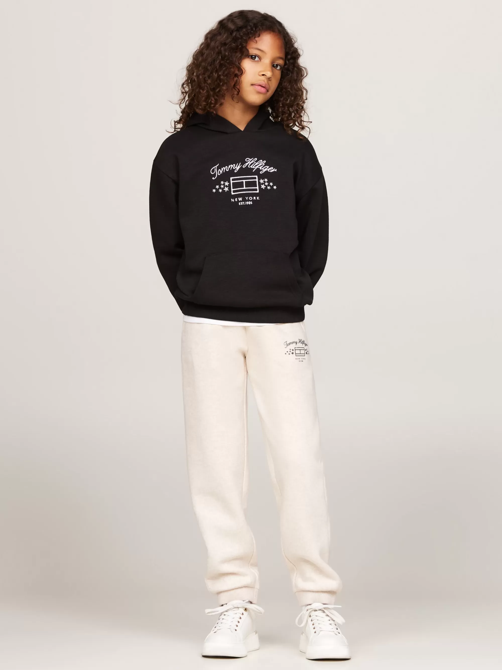 Broeken & Rokken*Tommy Hilfiger Getextureerde Jogger Met Logoprint HEATHERED OAT