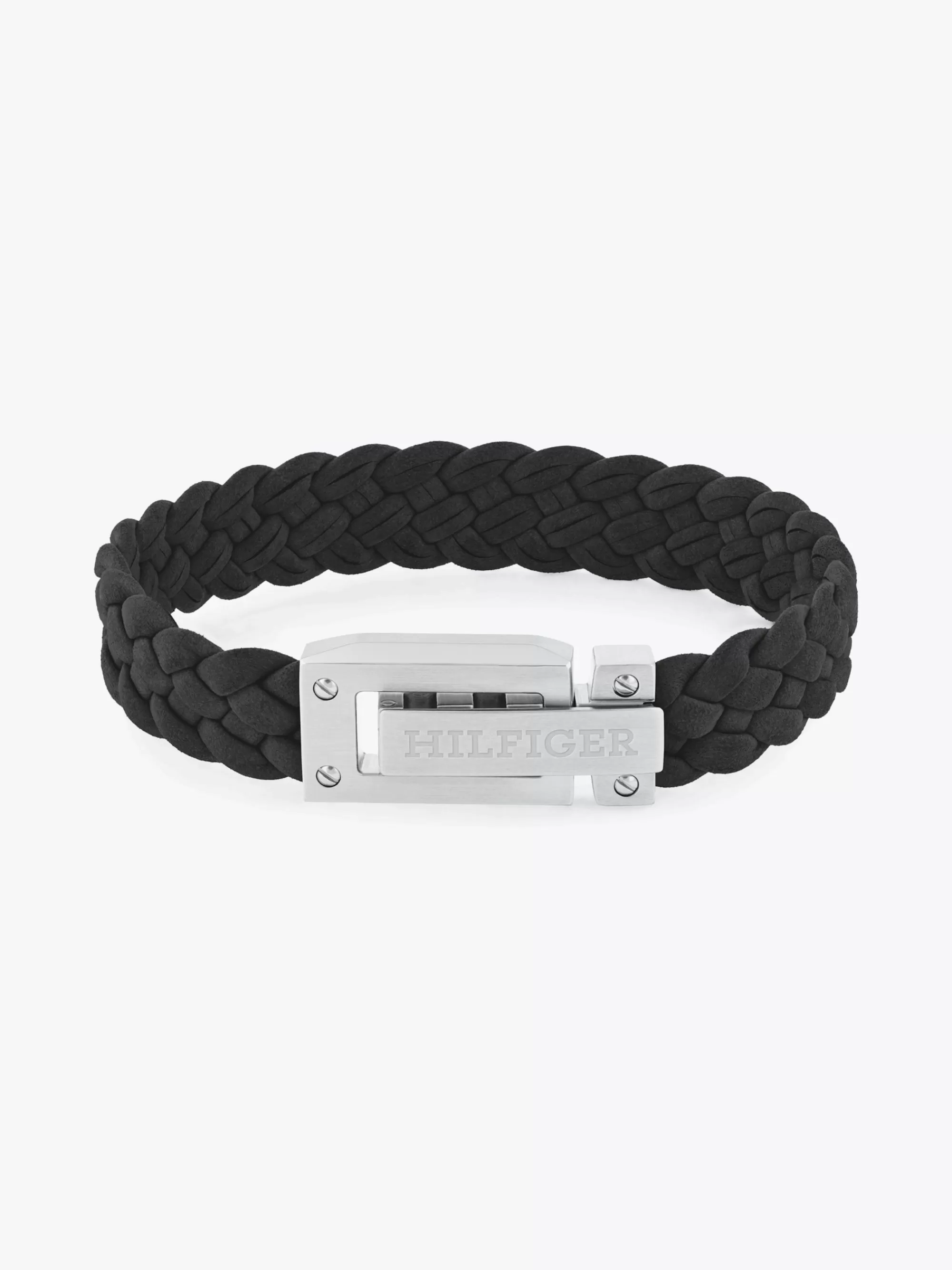 Sieraden & Manchetknopen*Tommy Hilfiger Gevlochten Armband Van Zwart Leer BLACK