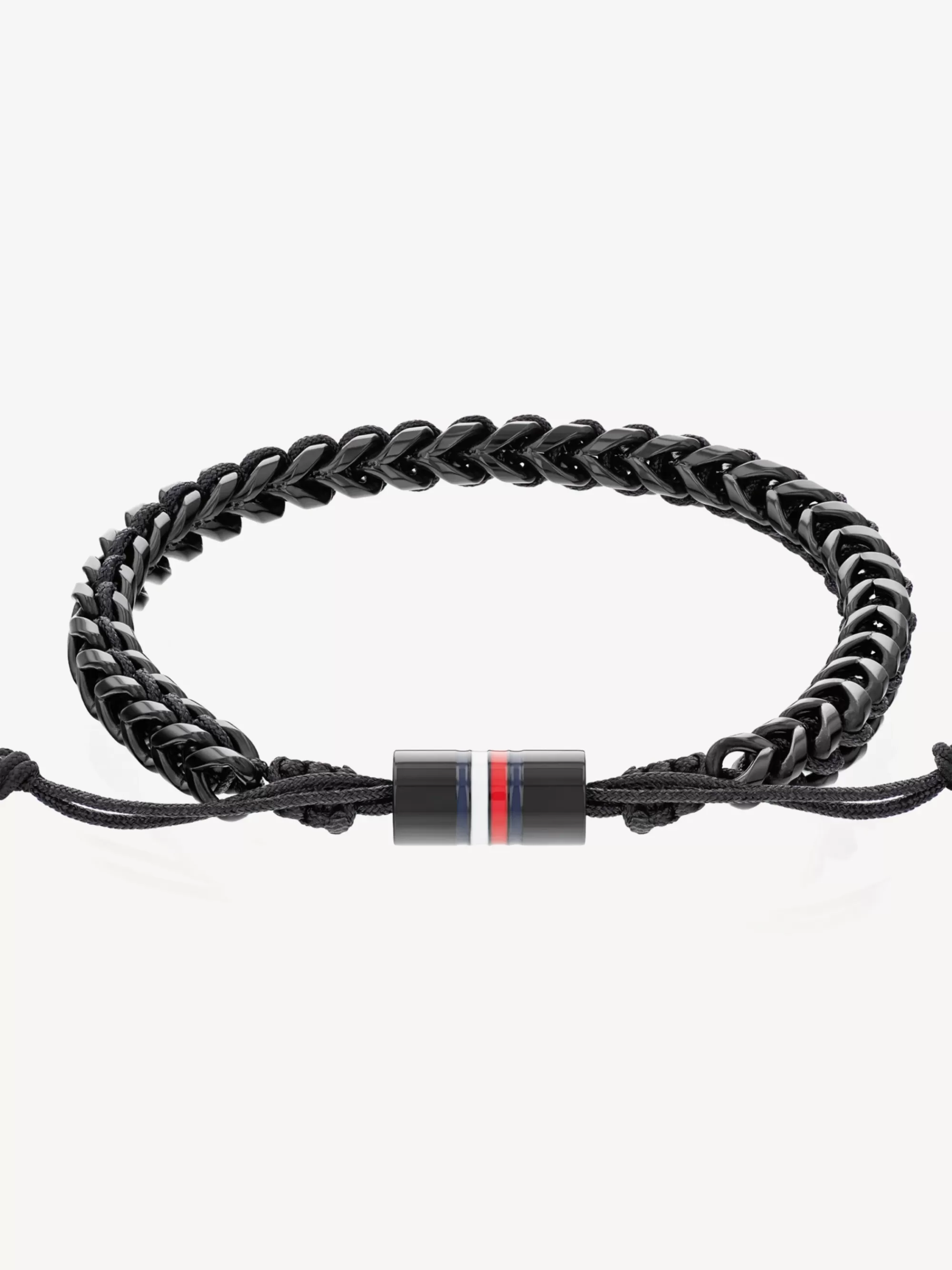 Sieraden & Manchetknopen*Tommy Hilfiger Gevlochten Armband Van Zwart Staal En Nylon BLACK