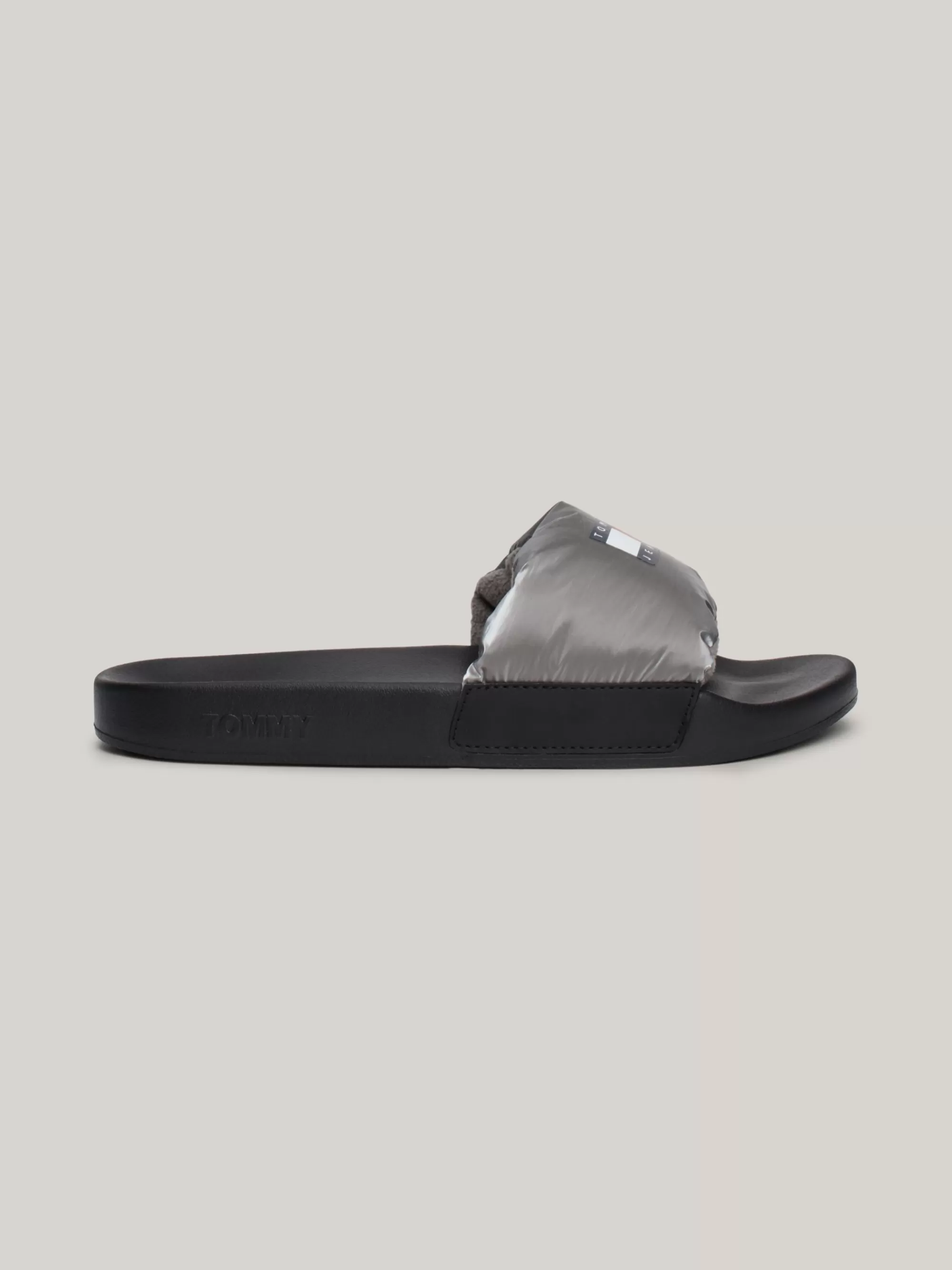 Sandalen*Tommy Hilfiger Gewatteerde Badslipper Met Metallic Band SILVER