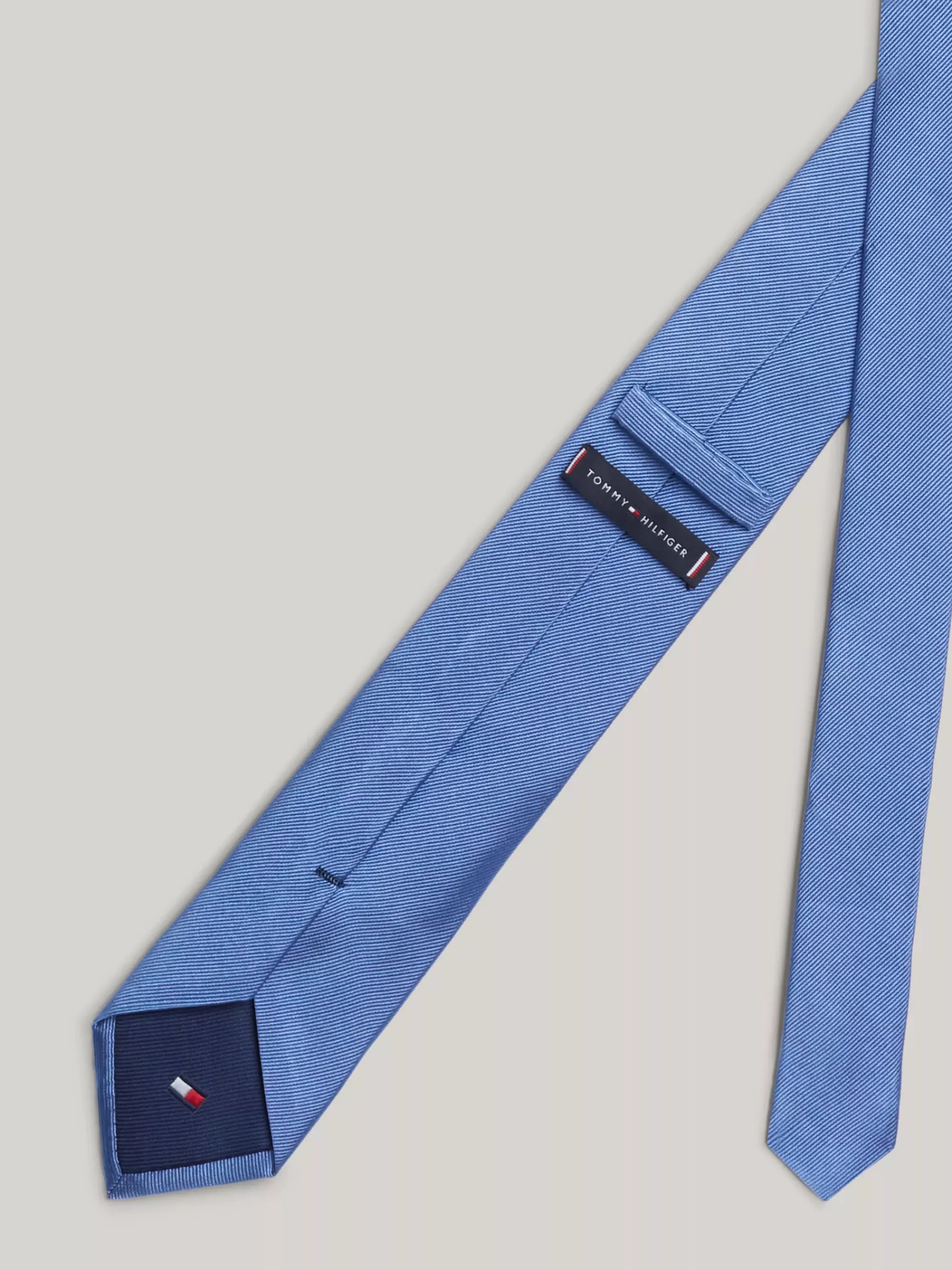 Stropdassen & Pochetten*Tommy Hilfiger Geweven Zijden Das CUSTOM COLOR CLASSIC BLUE