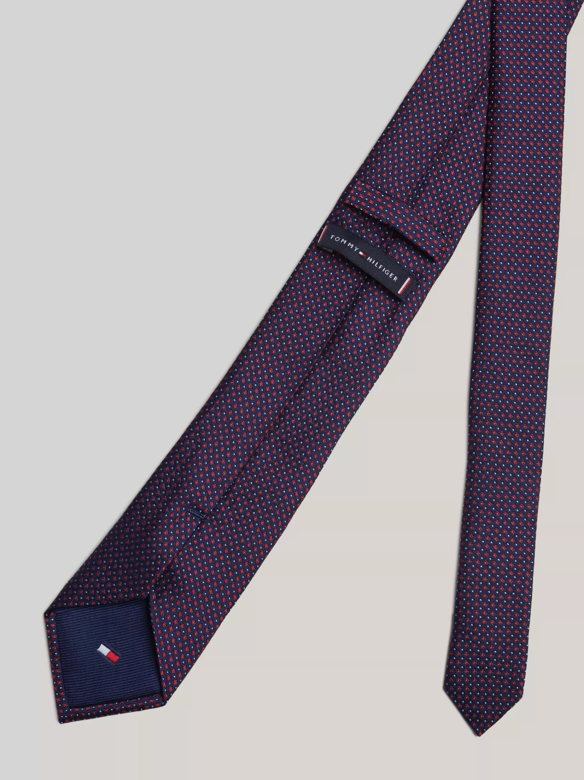Stropdassen & Pochetten*Tommy Hilfiger Geweven Zijden Das Met Geometrische Stippen DESERT SKY/RED