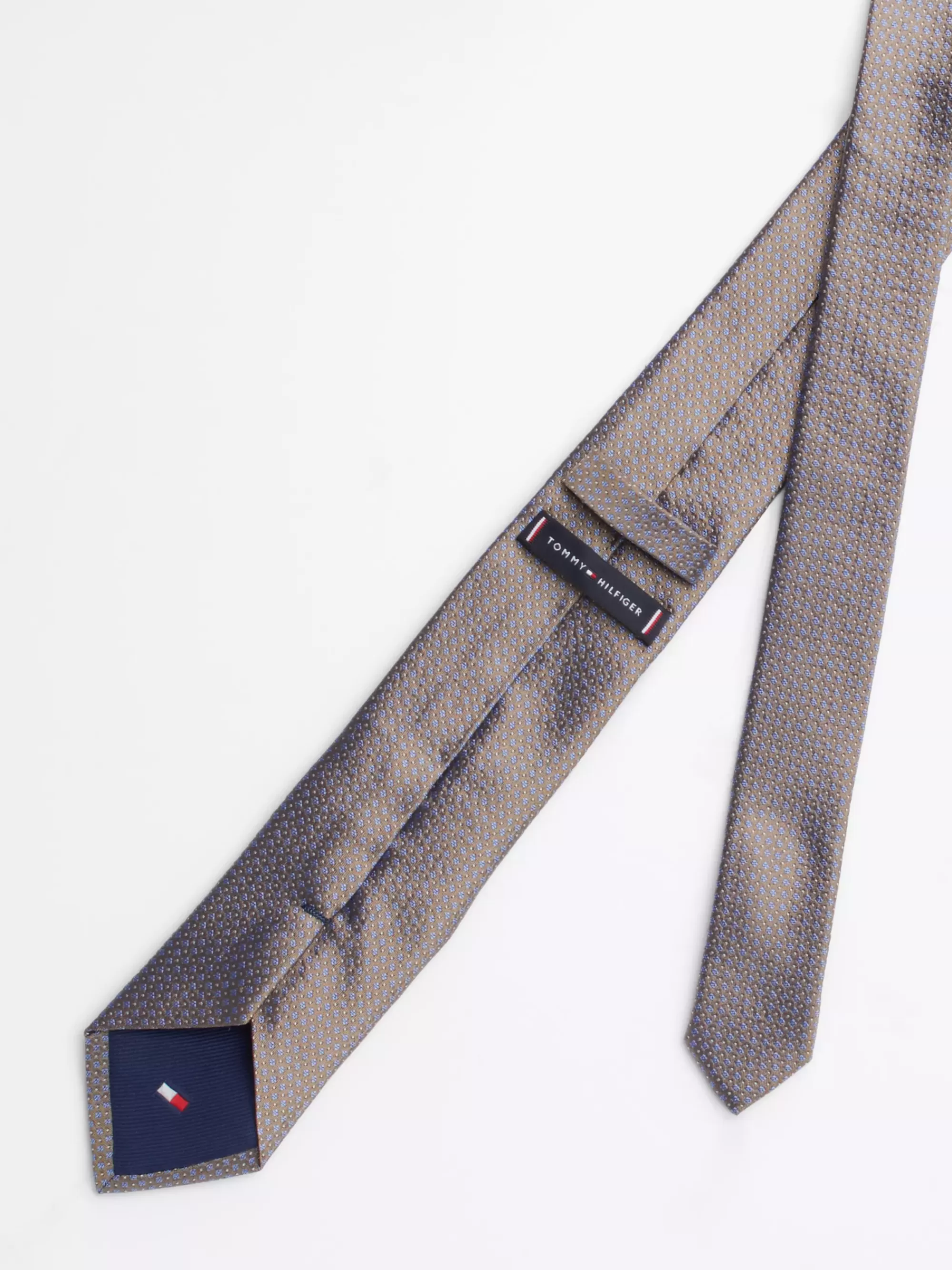 Stropdassen & Pochetten*Tommy Hilfiger Geweven Zijden Das Met Geometrische Stippen SAFARI CANVAS / LIGHT BLUE