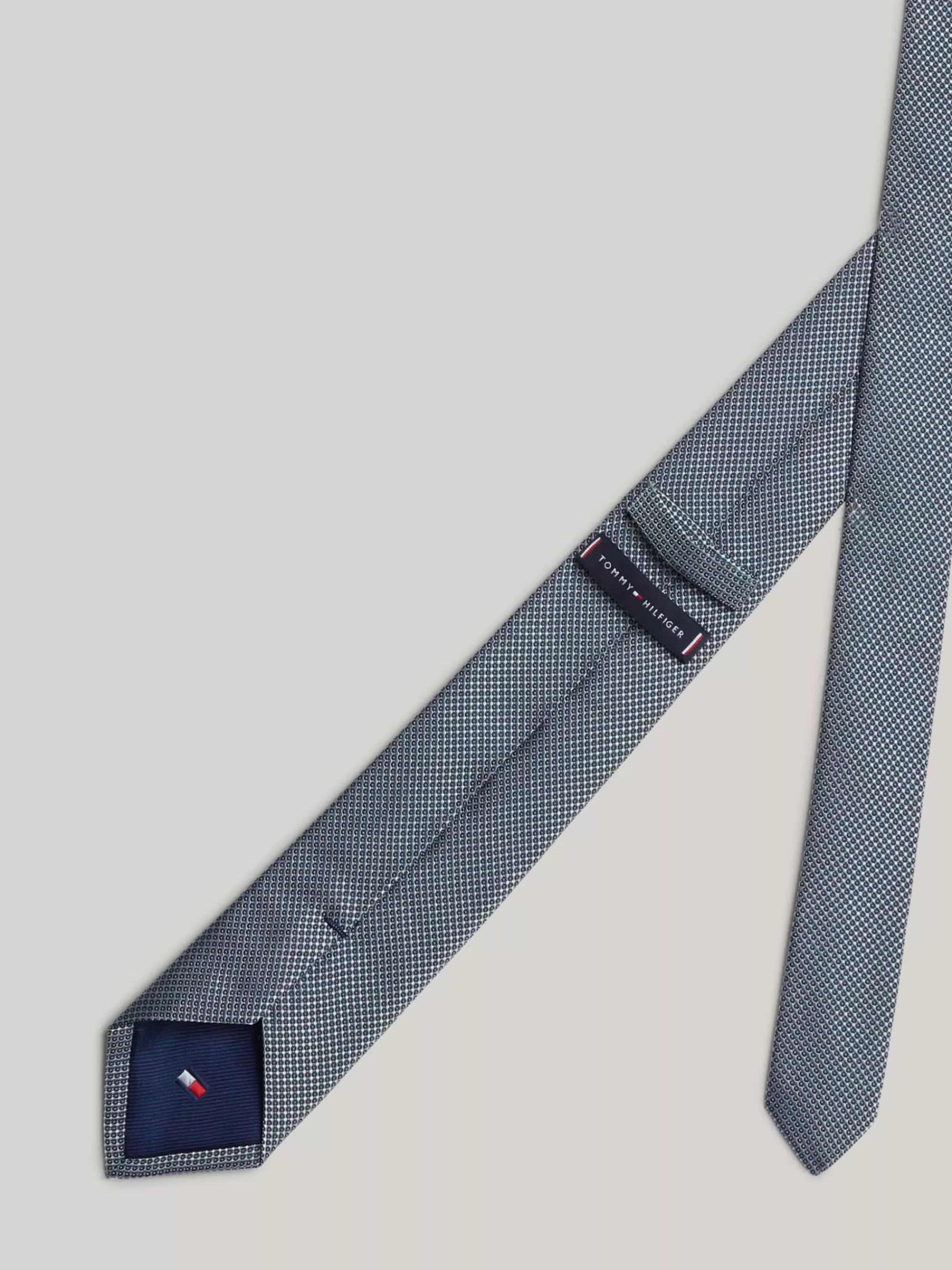 Stropdassen & Pochetten*Tommy Hilfiger Geweven Zijden Das Met Microstippen ORNAMENTAL GREEN / LIGHT GREY