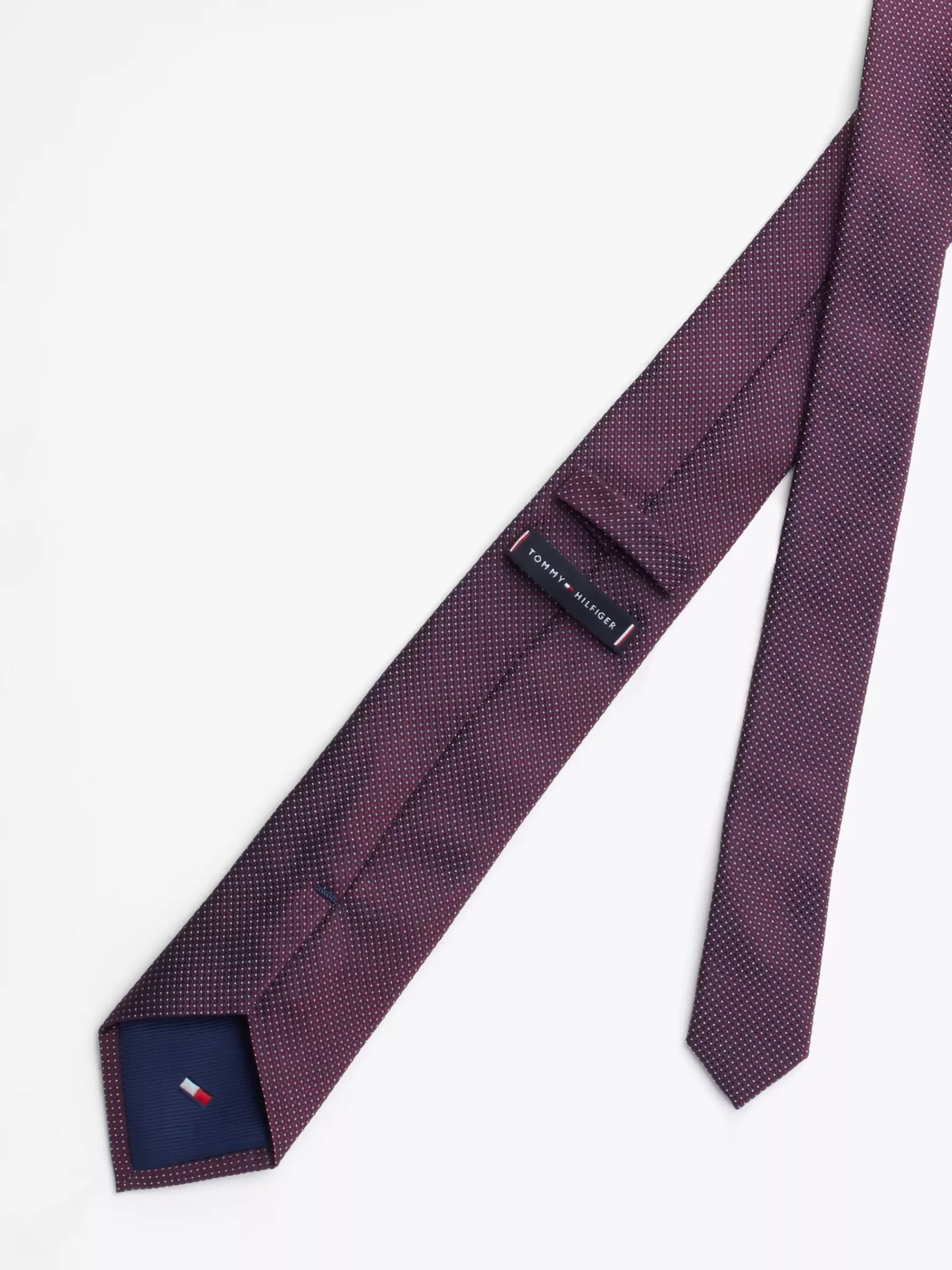Stropdassen & Pochetten*Tommy Hilfiger Geweven Zijden Das Met Microstippen DEEP ROUGE / DESERT SKY
